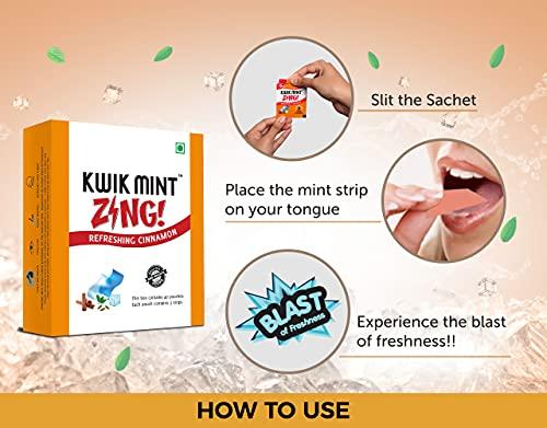 Kwik Mint Kwik Mint Zing - Sugar Free Cinnamon Flavoured Mouth Freshener Oral Care Strips - Pack of 4 (160 Sachets - 480 Strips)