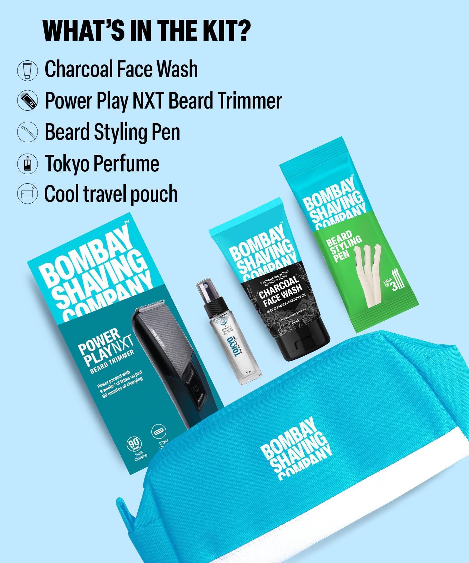 Bombay Shaving Company Bombay Shaving Company Beard Trimmer Kit For Men | Power Play Nxt Beard Trimmer | Charcoal Face Wash | Beard Styling Pen | Tokyo Perfume | Travel Pouch | Beard Trimming Starter Kit | Beard Trimming Kit For All Skin Types | Travel Kit For Men