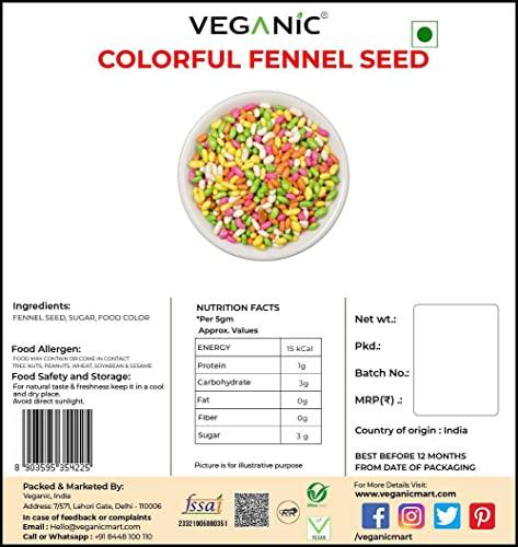 Veganic Veganic Tini Mini Sounf | Sugar Coated Fennel Seed | Variyali Indian Mouth Freshener | Colorful Mini Souf | Fennel Candy | Mukhwas (200g)