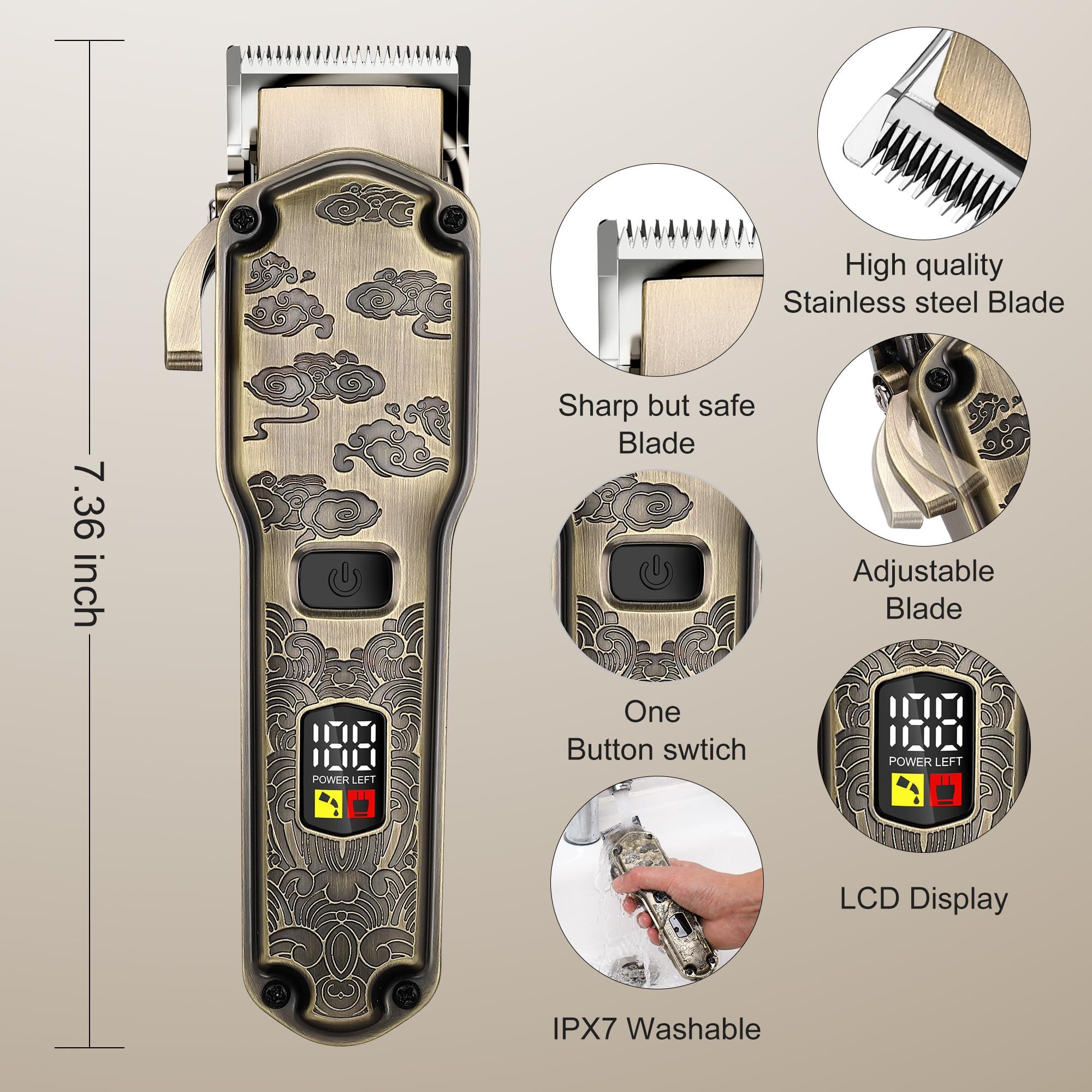 Hatteker Hatteker Professional Hair Clipper Hair Trimmer Beard Trimmer Waterproof Hair Cutting Kit Barber Clipper Cordless Nose Trimmer Detail Trimmer