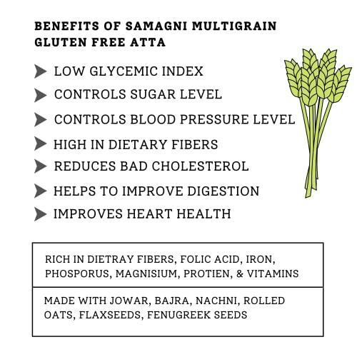 Samagni Samagni Multigrain Gluten Free Atta 2 kg (Pack of 2) | Diabetic Friendly Atta| Jowar, Bajra, Ragi, Oats, Fenugreek Seeds, Flax Seeds | Low Glycemic Index