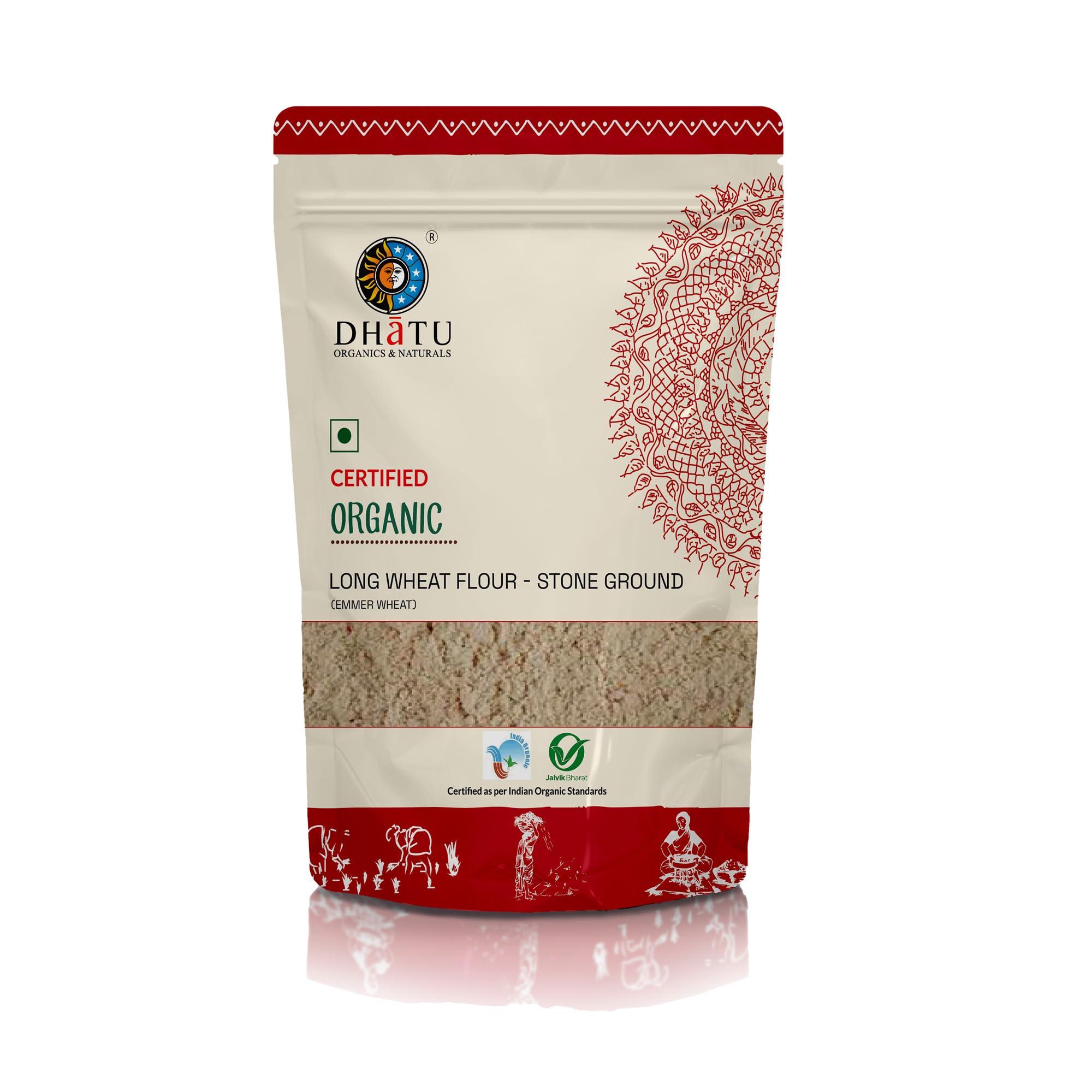 Dhatu Dhatu Organics & Naturals Long Emmer Wheat Flour, 500 g - Khapli Atta, Farro Flour, Sambha Wheat