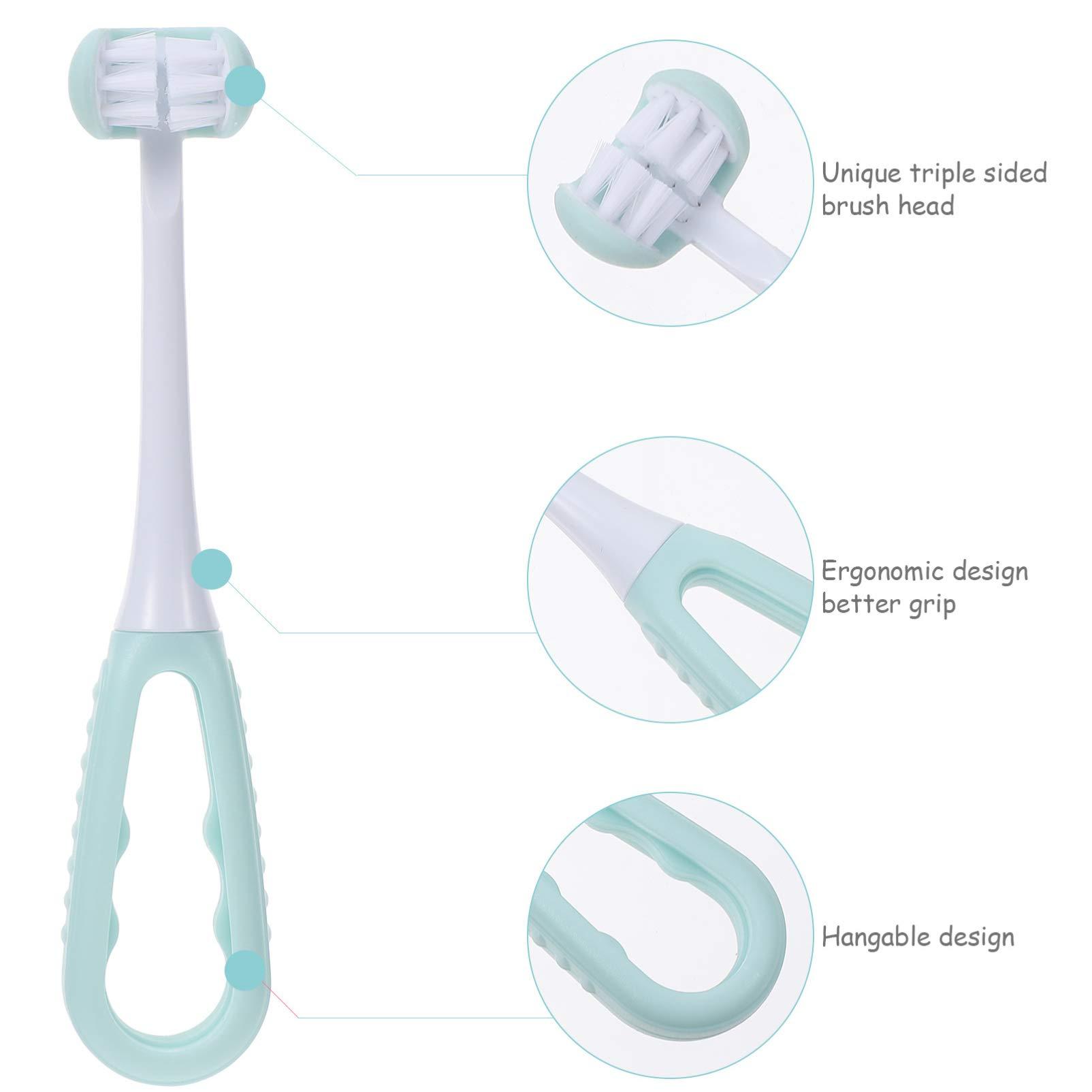 KTMGlobal KTM 3 Sided Autism Toothbrush Kids Toothbrush Soft Bristle Toothbrush Toddler Toothbrushes Sky- blue