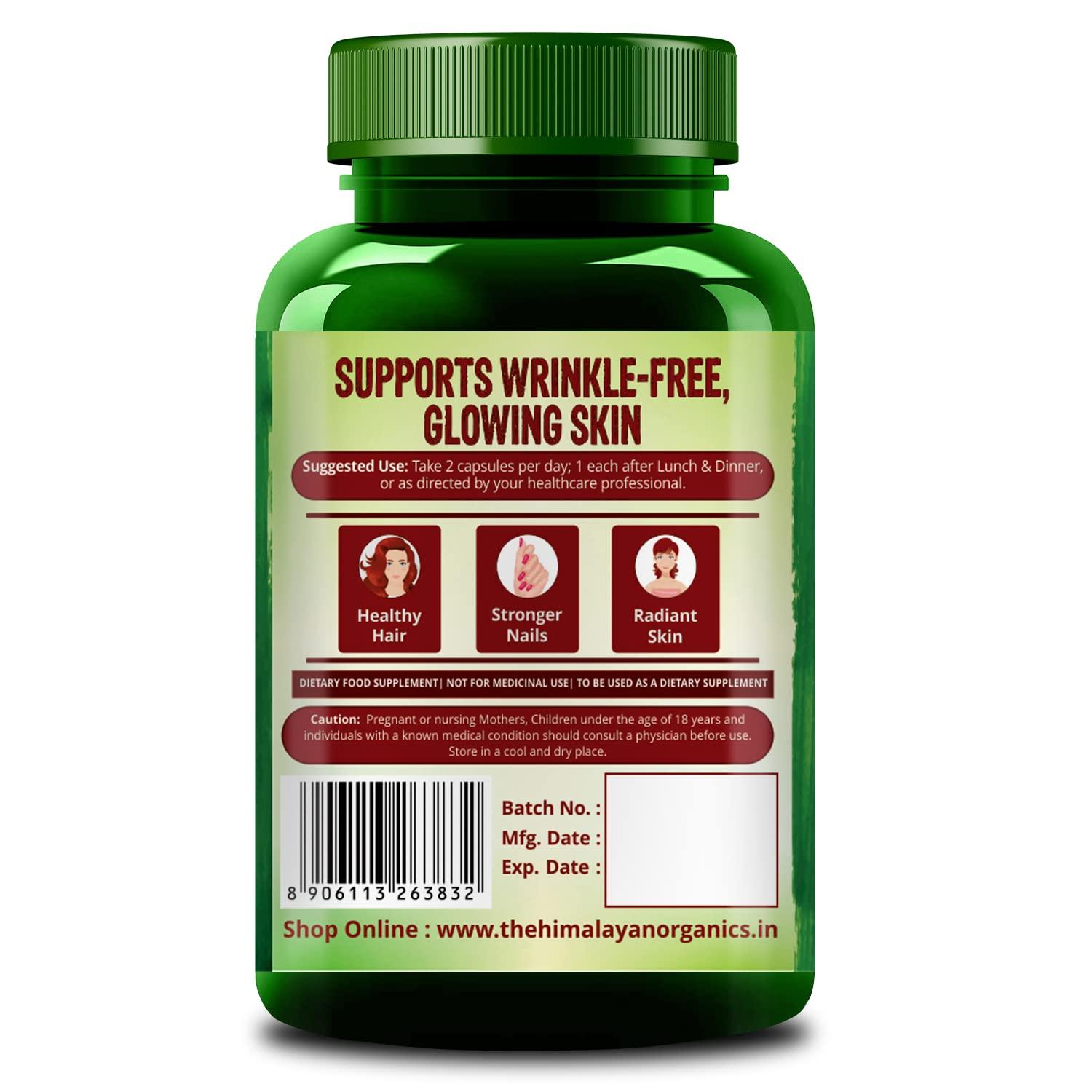 HIMALAYAN ORGANICS Himalayan Organics Plant Based Collagen Builder for Hair and Skin with Biotin and Vitamin C - 60 Veg Capsules