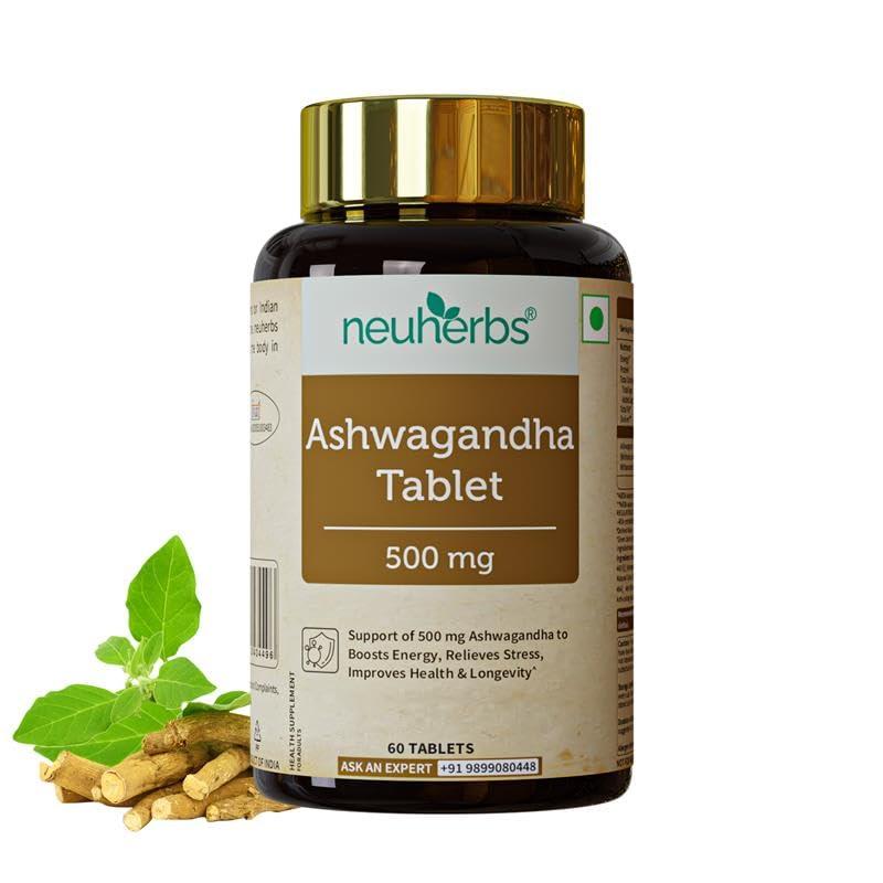 Neuherbs Neuherbs Ashwagandha Tablets 500 mg for Men & Women (60 tablets) | Rich In Antioxidant | Boost Energy, Reduce Stress, Better Absorption & Support Sleep Cycle | Promote Overall Health