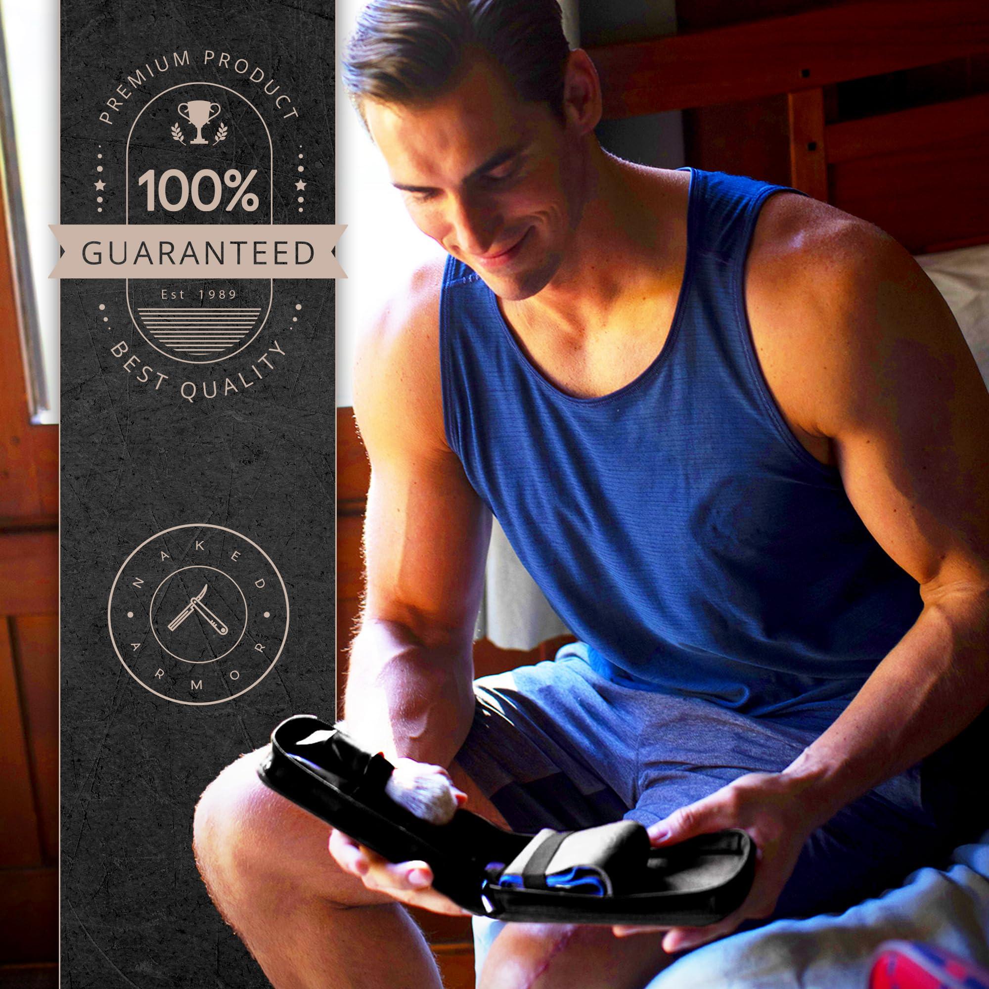 Naked Armor Razor Travel Case - Safety Razor Case, Straight Razor Case, Disposable Razor Case, Elegant Travel Razor Case For Your Razor & Brush, Keeps Razor & Brush Clean, Travel In Style, Great Gift (Black)