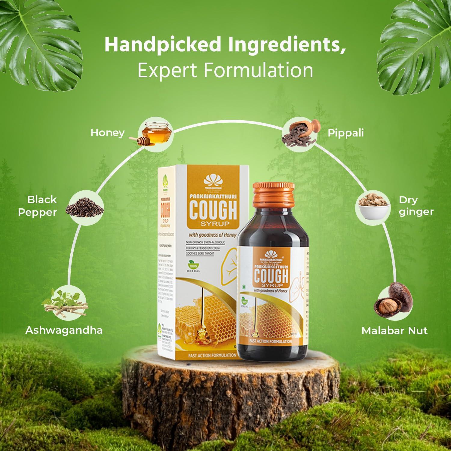 PANKAJAKASTHURI Pankajakasthuri Cough Syrup with Honey 100ml