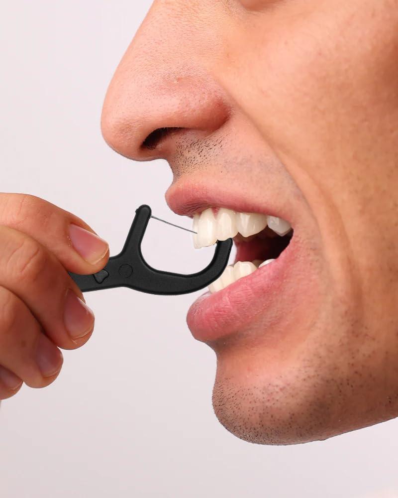 Generic The Able Co. Biodegradable and Environment Friendly Bamboo Toothbrush And Co. Biodegradable Dental Floss Picks Combo Pack of 2