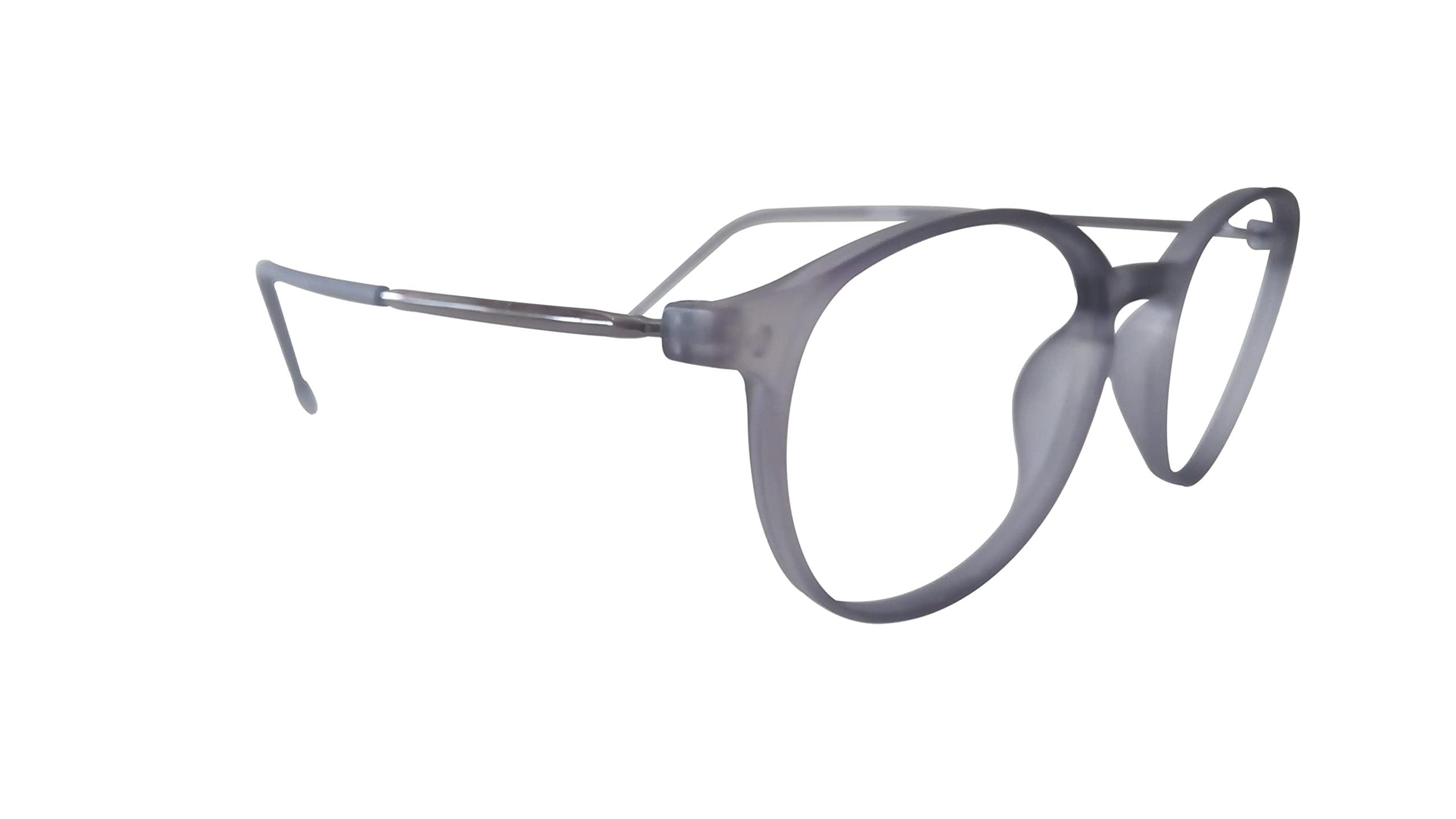 N Specs N Specs Anti Reflective Glasses Grey Coloured TR Fully Light Weight Ovel Type Unisex Frame With Zero Power Reflection Free Computer Glasses (Green Anti Reflected Glass)