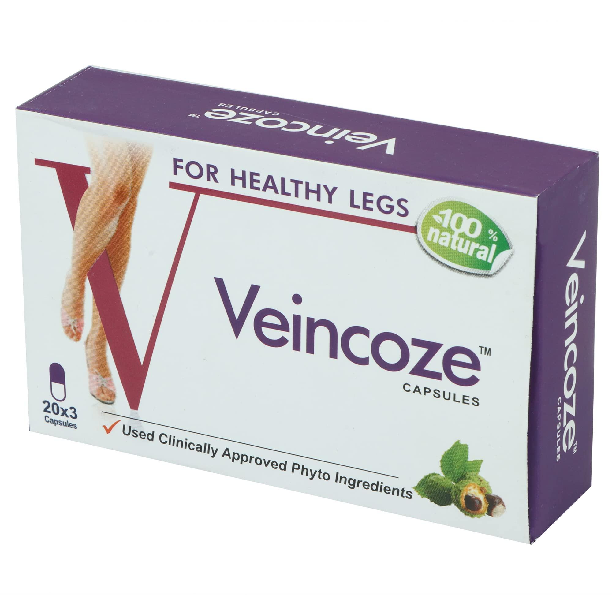 Veincoze Veincoze Capsule Pack Of 3 20 Capsule for Management Of Varicose Veins, Spider Veins, Varicocele Helps reach the root cause of varicose veins Reduces Cramps, Itching & Swelling
