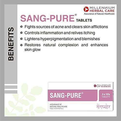Millennium Herbal Care Millennium Herbal Care SANG-PURE Tablets | Ayurvedic Herbal Supplement to Control Acne, Hyper-pigmentation & Promote Beauty from Within | 120 Tablets