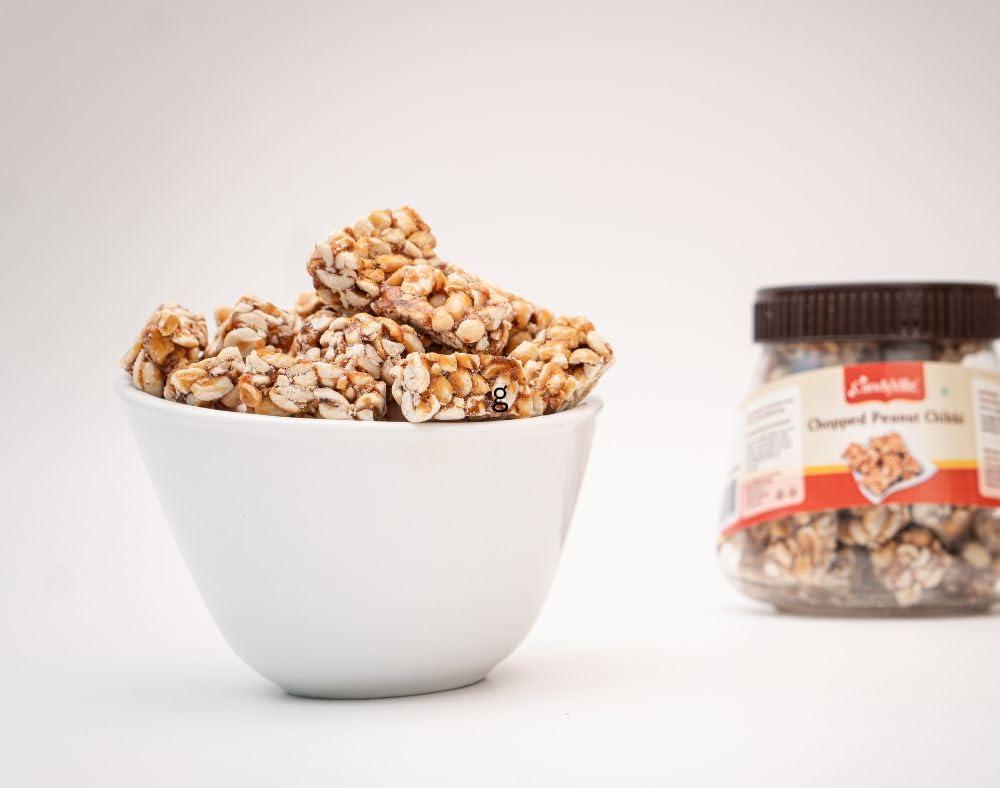 CandyVille CandyVille Peanut Chikki Combo - Each of Chopped & Crushed Peanut Chikki Jars (500g - Pack of 2 x 250g) | Traditional Sweets | Kadalai Mittai | Gazak | Made with Jaggery | No Plastic Wrappers