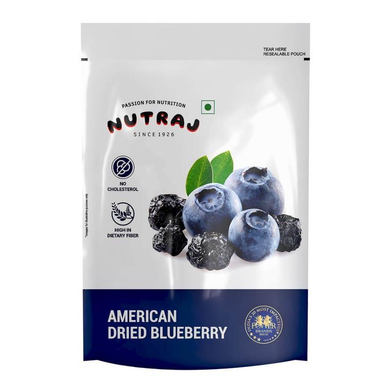 Nutraj Nutraj Dried Whole American Blueberries | No Added Preservatives | Blueberry 200g Pouch | Rich in Calcium and Vitamin K | Vegan, Non-GMO | Ideal For Snacking | Berries | Pack of 1