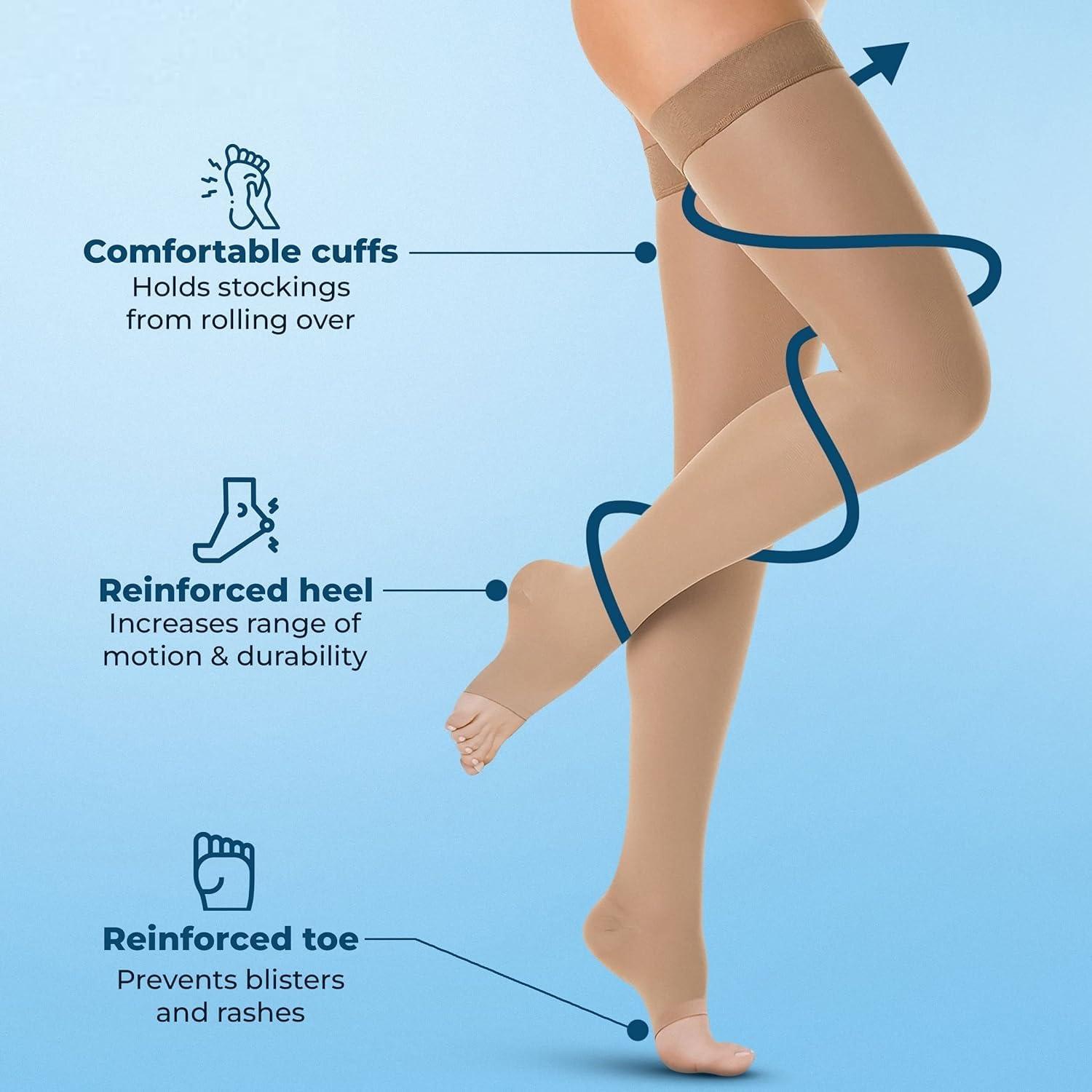 Ezyfit Ezyfit Imported Class II Graduated Medical Compression Stockings| Above Knee (Thigh Length) for Varicose Veins | Imported Compression Stockings | Varicose Veins Stockings For Men and Women | 23-32mm/Hg - Extra Large