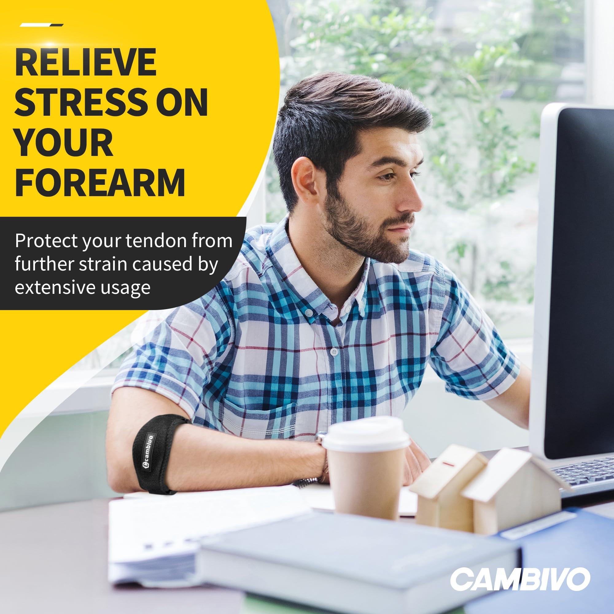 CAMBIVO CAMBIVO 2 Pack Tennis Elbow Brace, Arm Support Strap Band with Compression Pad for Tendonitis, Tennis and Golfer\'s Elbow (Black)