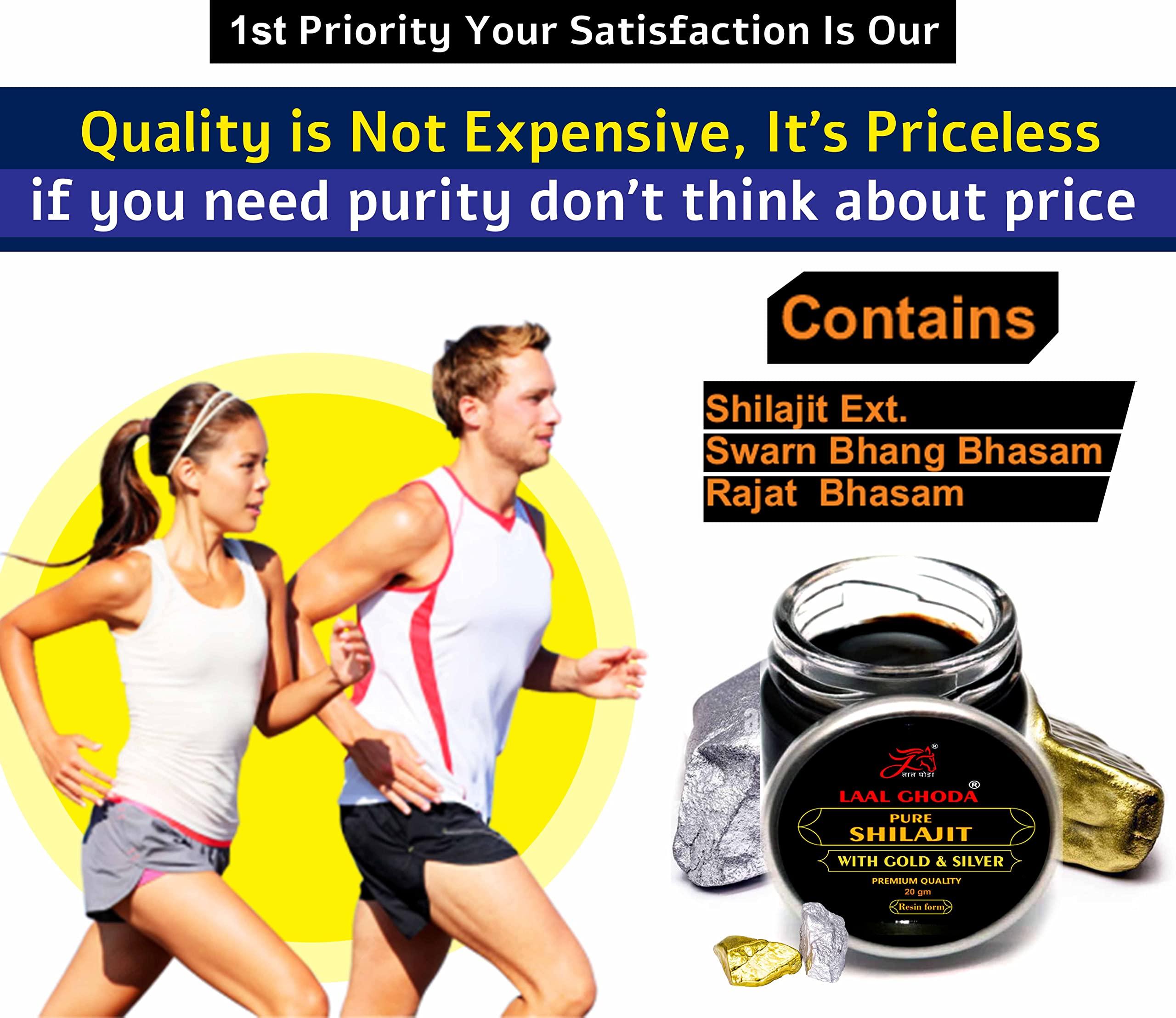 LAAL GHODA LAAL GHODA Pure Shilajit Resin with GOLD&SILVER Pure Himalayan Shilajit, Shilajeet Resin Form, Original Shilajeet, Ayurvedic Raw Shilajit Liquid, 100% Pure Shilajit, Sudh Shilajit, shilajit liquid–20G