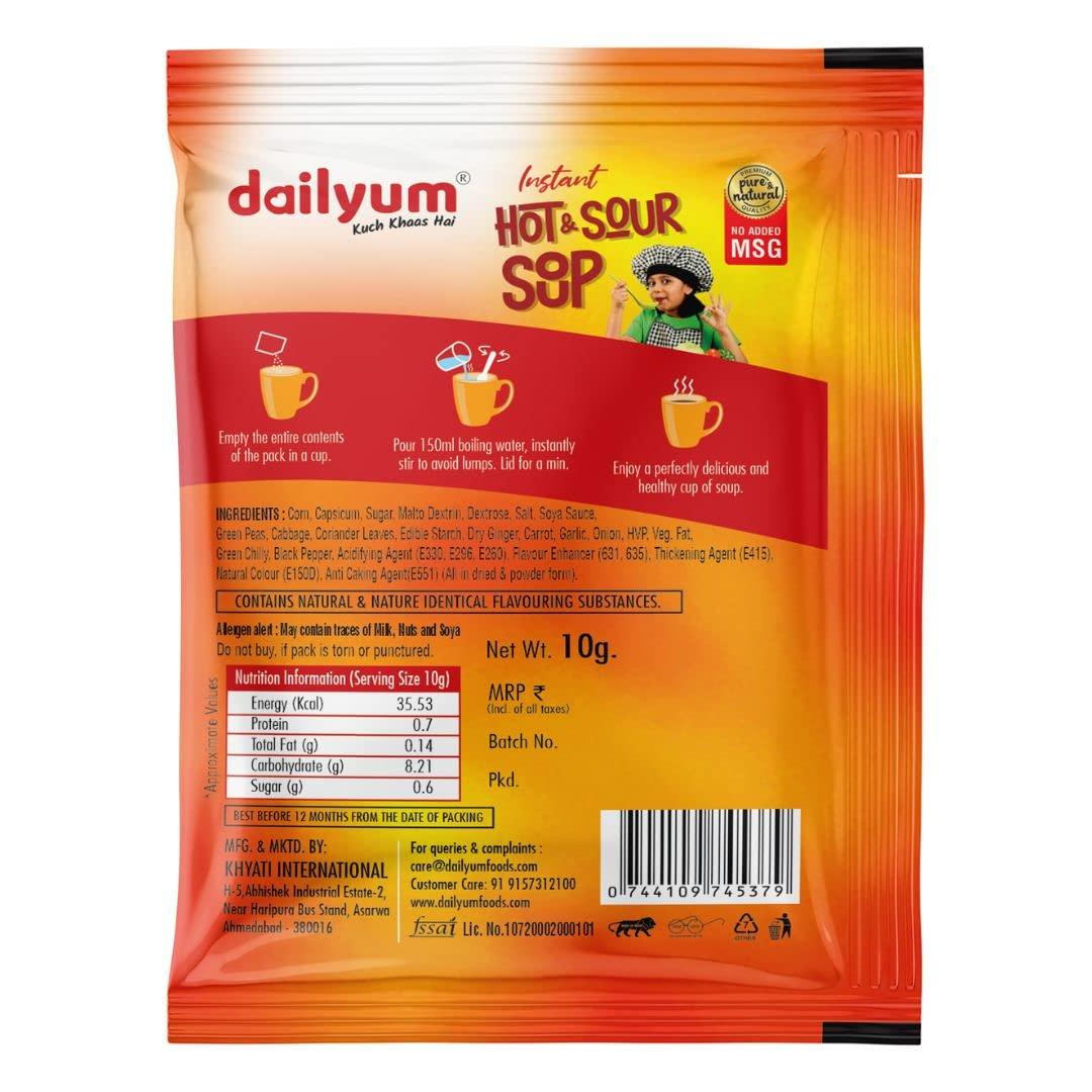 dailyum Dailyum Instant Soup Combo |Manchow Sip-a-Soup Pack Of 6 | Instant Hot & Sour Sip-a-Soup Pack Of 6 | Crispy Fried Noodles 200 Gram | Combo Pack |100% Natural | No MSG