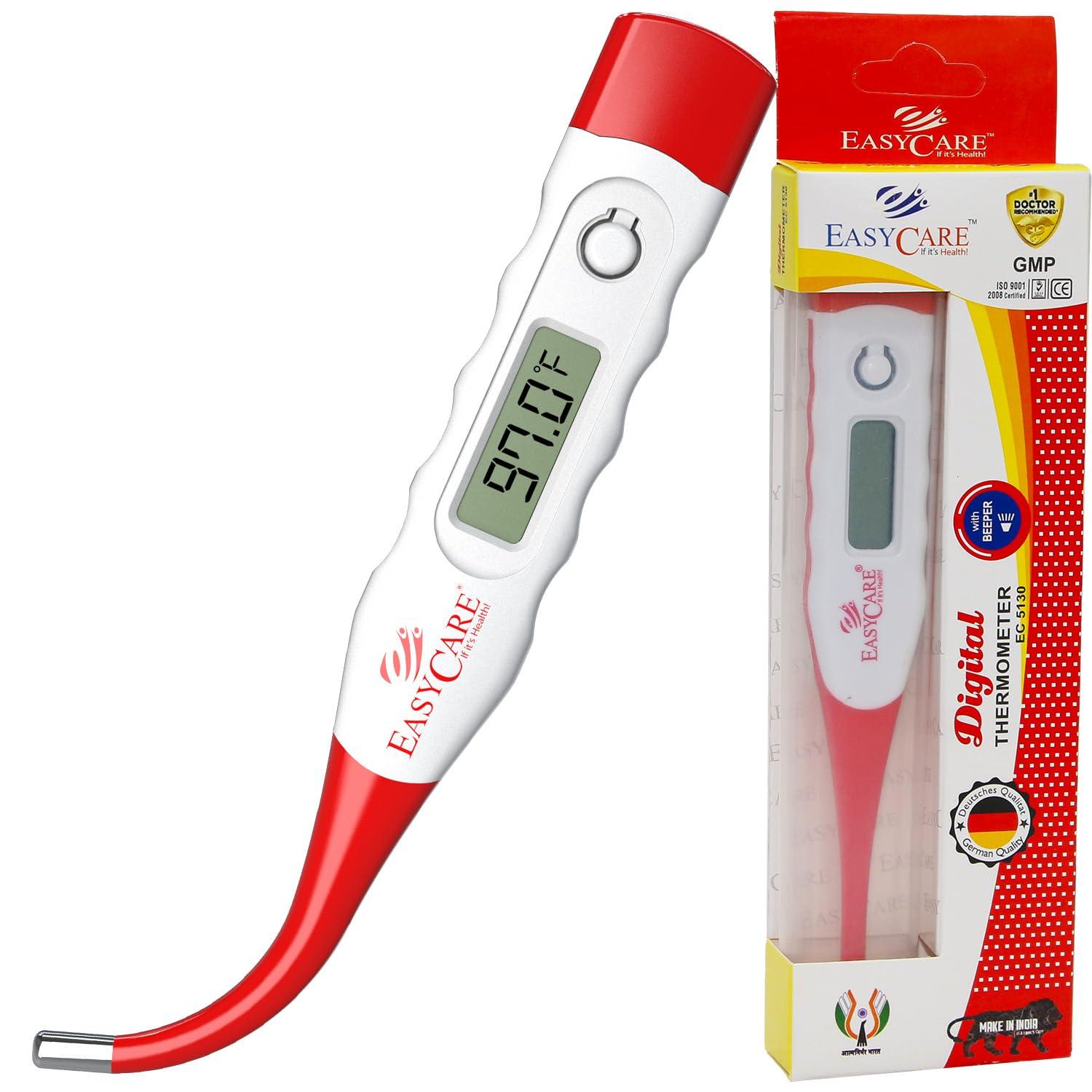 EASYCARE EASYCARE (EC5130) Waterproof Flexible Tip Digital Thermometer with Storage Case - Fever Alarm, Accurate & Reliable Temperature Measurement - Convenient and User-Friendly