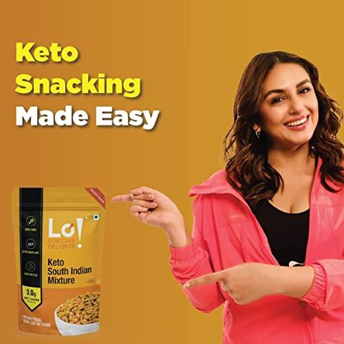 Lo! Low Carb Delights Lo! Foods - Keto South Indian Mixture (100g) | 3g Net Carb | Keto Snacks tested for Keto Diet | Low Carb Snacks | Diet Snacks Food | Keto Namkeen