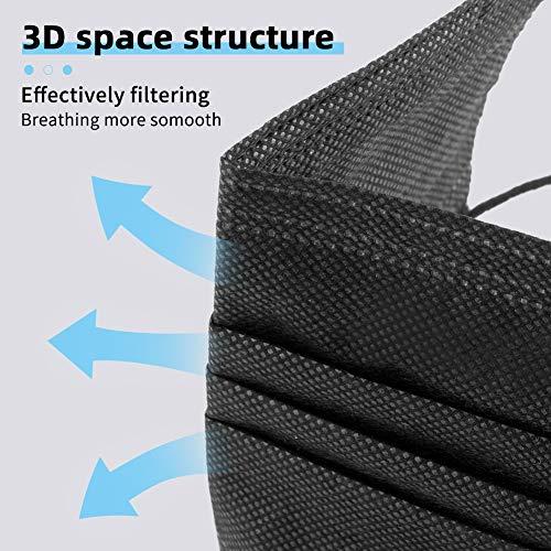 bigox bigox Meltblown Fabric Disposable Face Mask (Black, Without Valve, Pack of 50) for Unisex