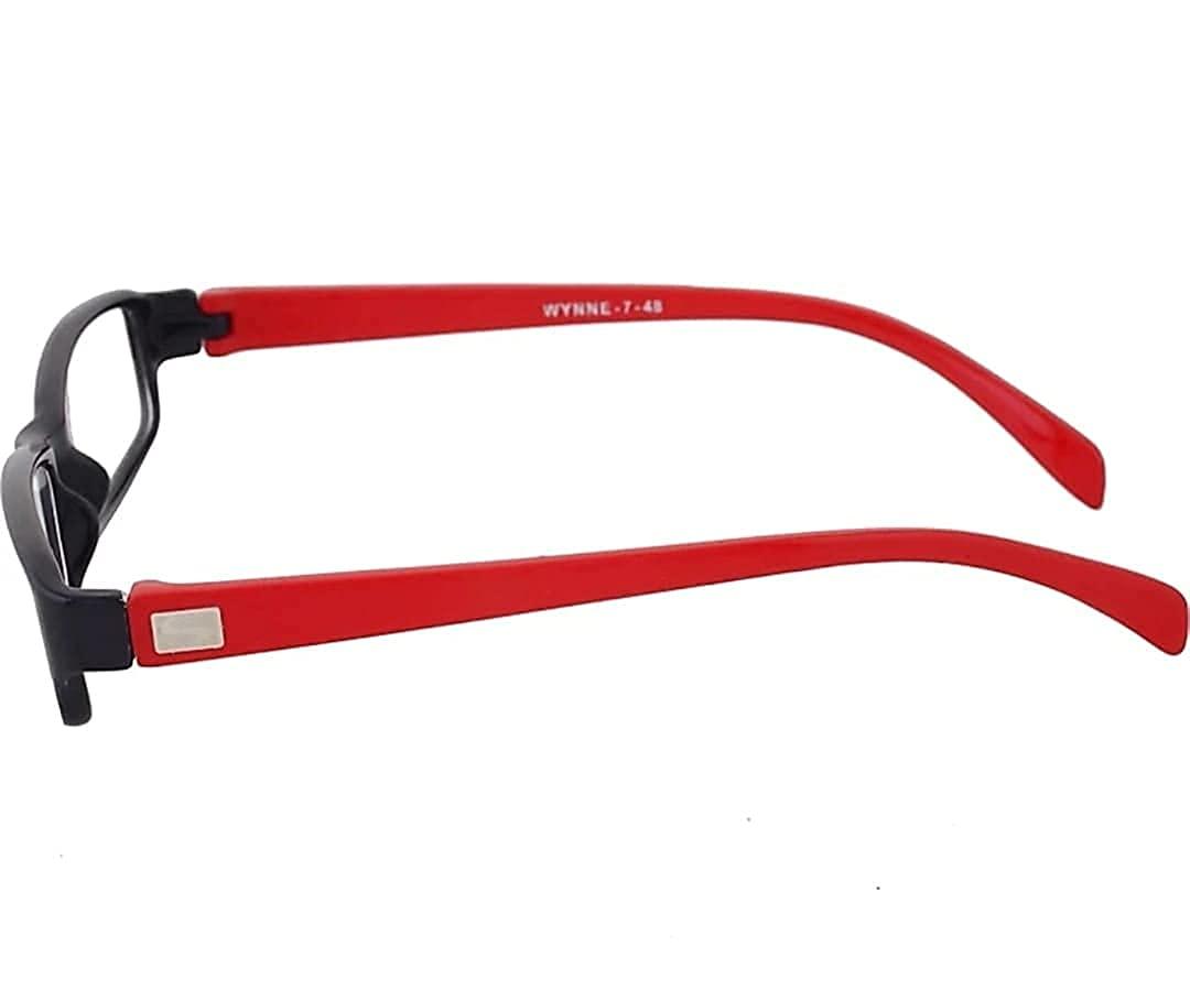 Glasswear Glasswear Reading Glasses For Men & Women Anti Glare 1.00 1.25 1.50 1.75 2.00 2.25 2.50 2.75 3.00 3.25 3.50 3.75 4.00 4.25 4.50 Black And Red Sides Square Frame (0.50)