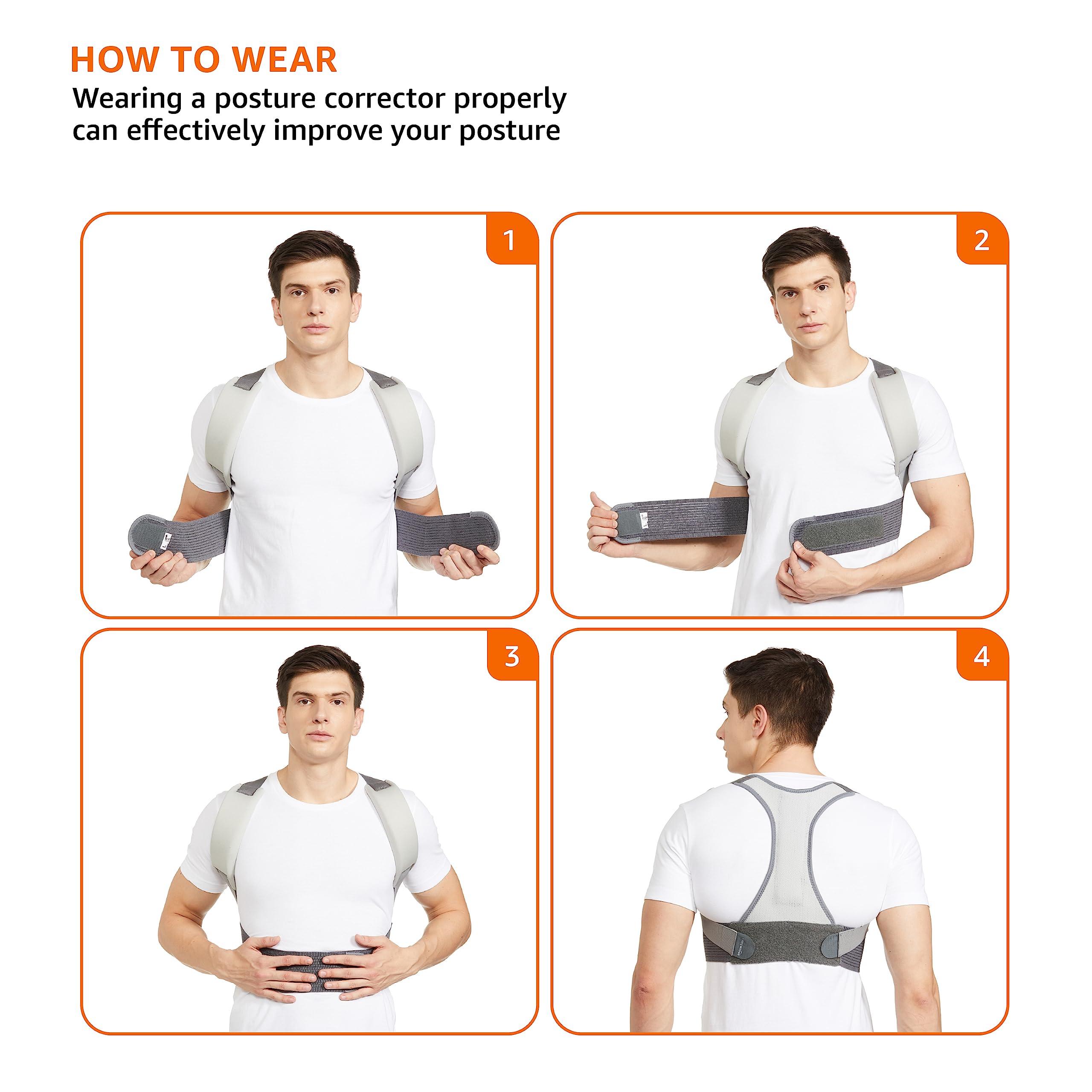 Amazon Basics Amazon Basics Posture Corrector Back Support | Extra Large (XL) Size | Material Foam | Ergonomic Design | For Back Pain, Back Straight And Shoulder Support