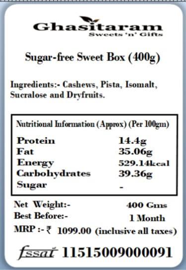 Ghasitaram Gifts Ghasitaram Gifts Sugar-free Sweet Box (400g)