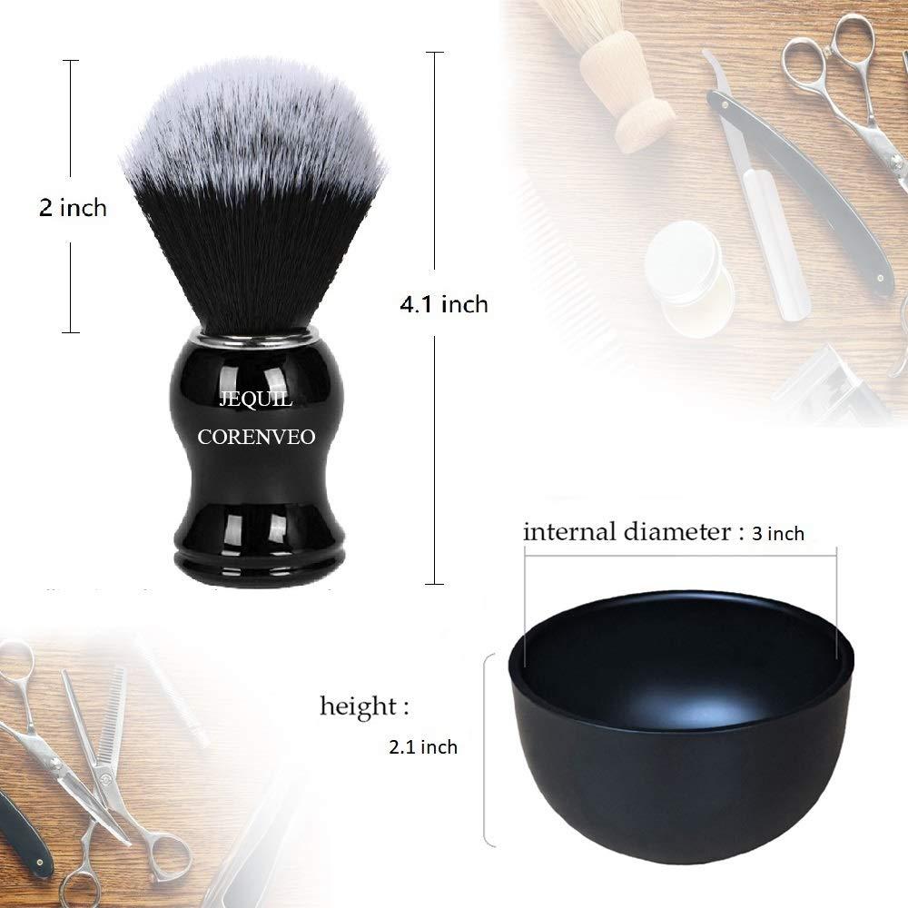 JEQUIL&CORENVEO Je&Co Men\'s Shaving Brush Set, 3 in 1 Synthetic Shaving Brush with Acrylic Stand and Steel Bowl
