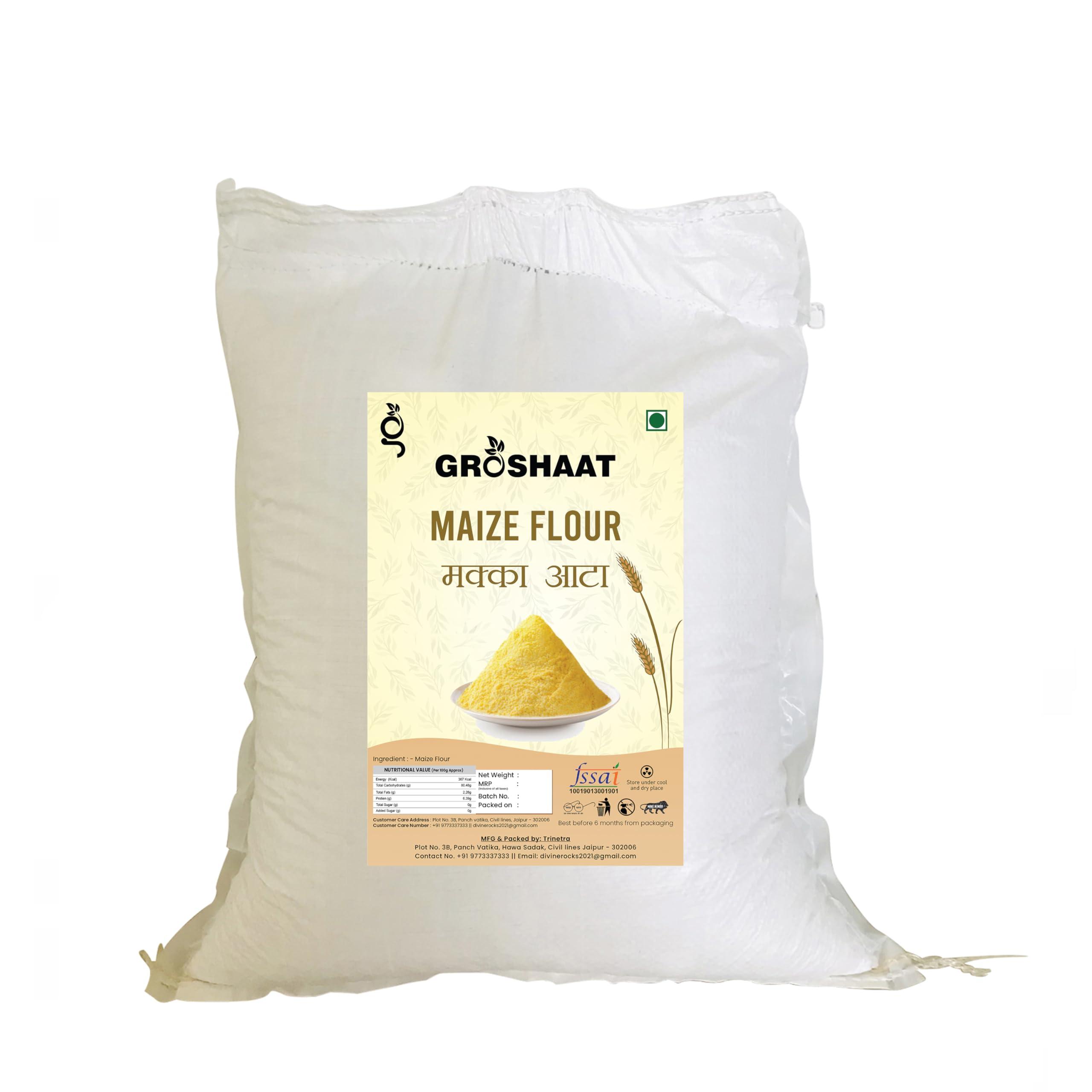 Groshaat Groshaat Makka Atta (Maize/Corn Flour)- 10Kg Pack Rich in VitaminB12, Energy enhancer, Rich in solublefiber, Aids In digestion