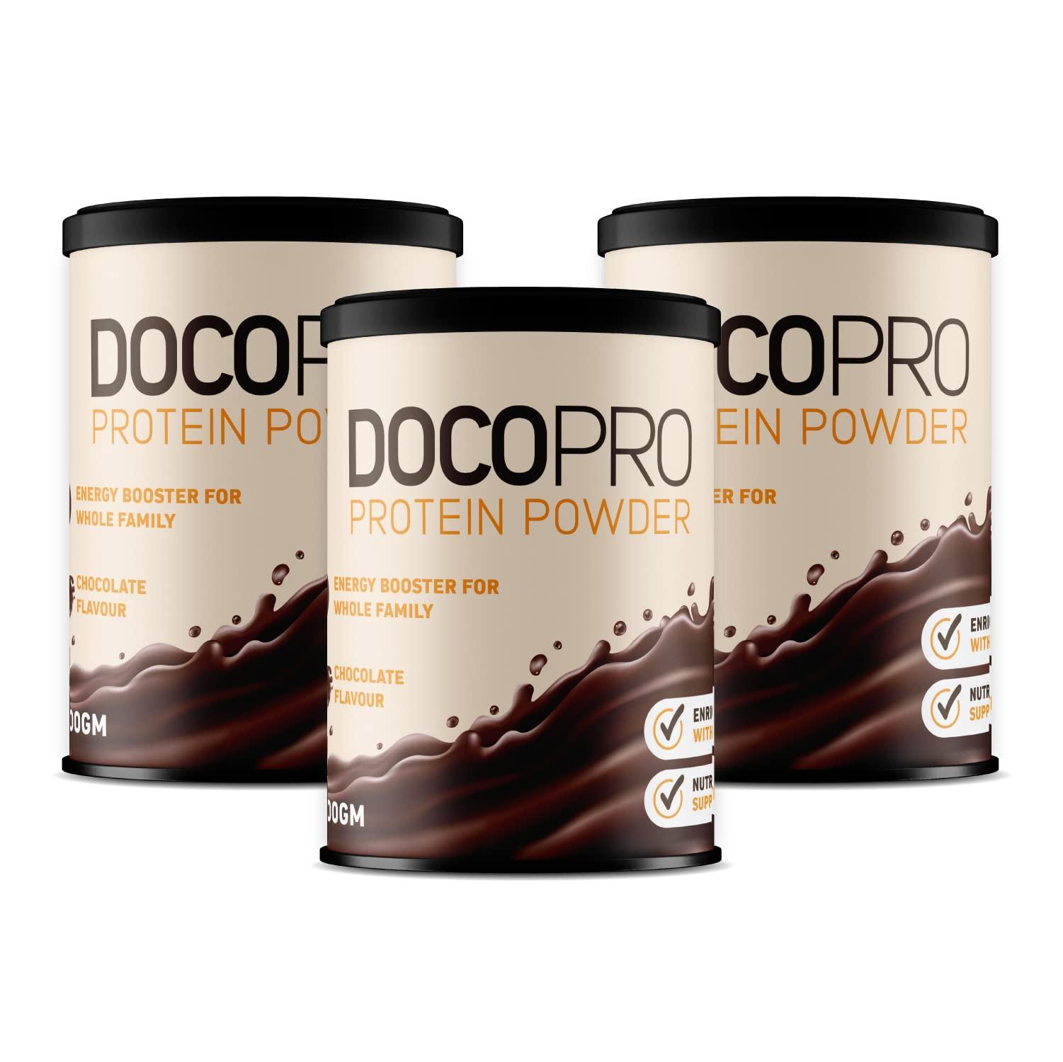 Delwis Delwis Docopro Protein Powder with DHA | Energy Booster for Family - Chocolate Flavour 600gm (Pack of 3)