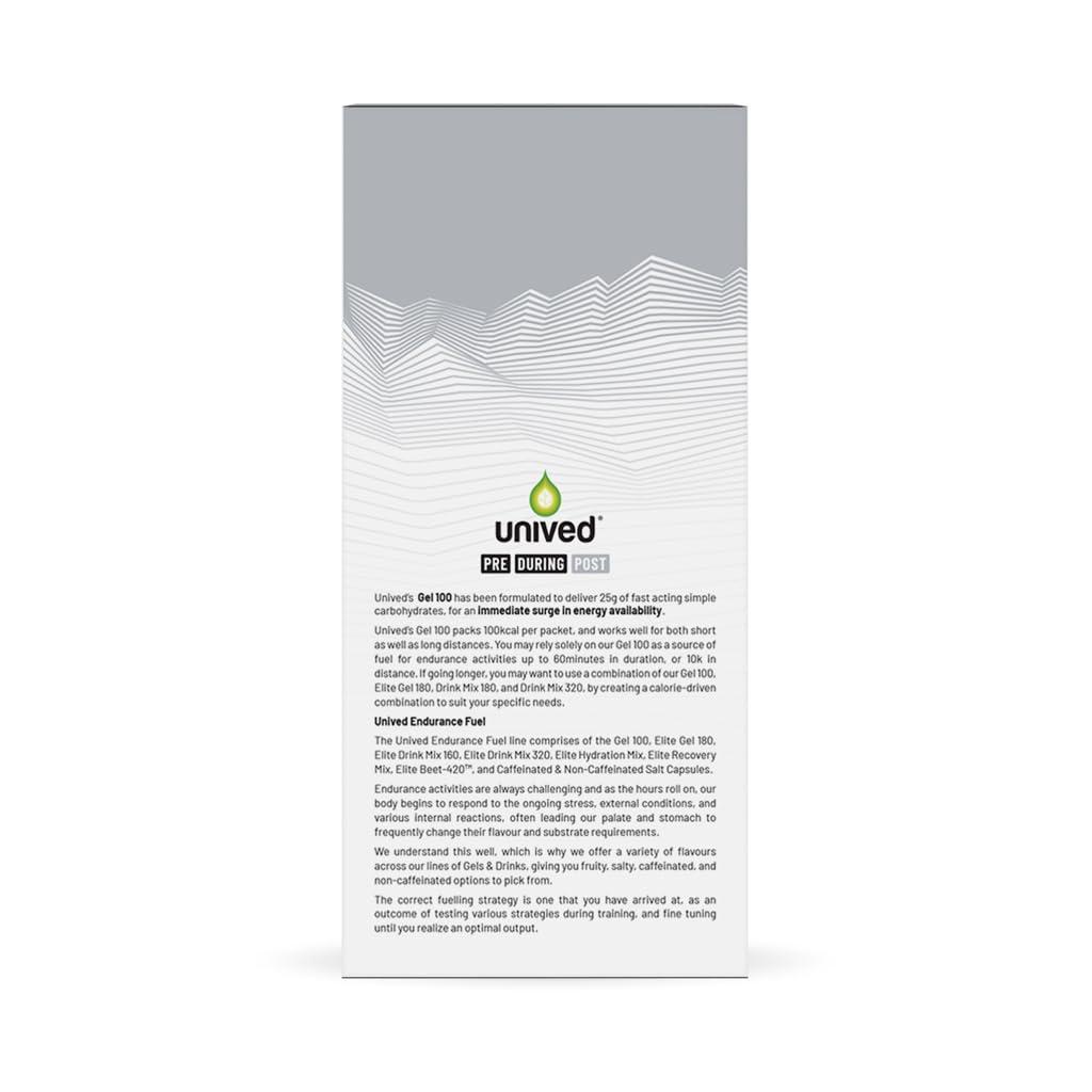 Unived Unived Gel 100 - Vegan Energy Gel for Endurance Athletes Runners & Cyclists - 100kcal - Espresso Cappuccino - 100mg Caffeine - Pack of 6