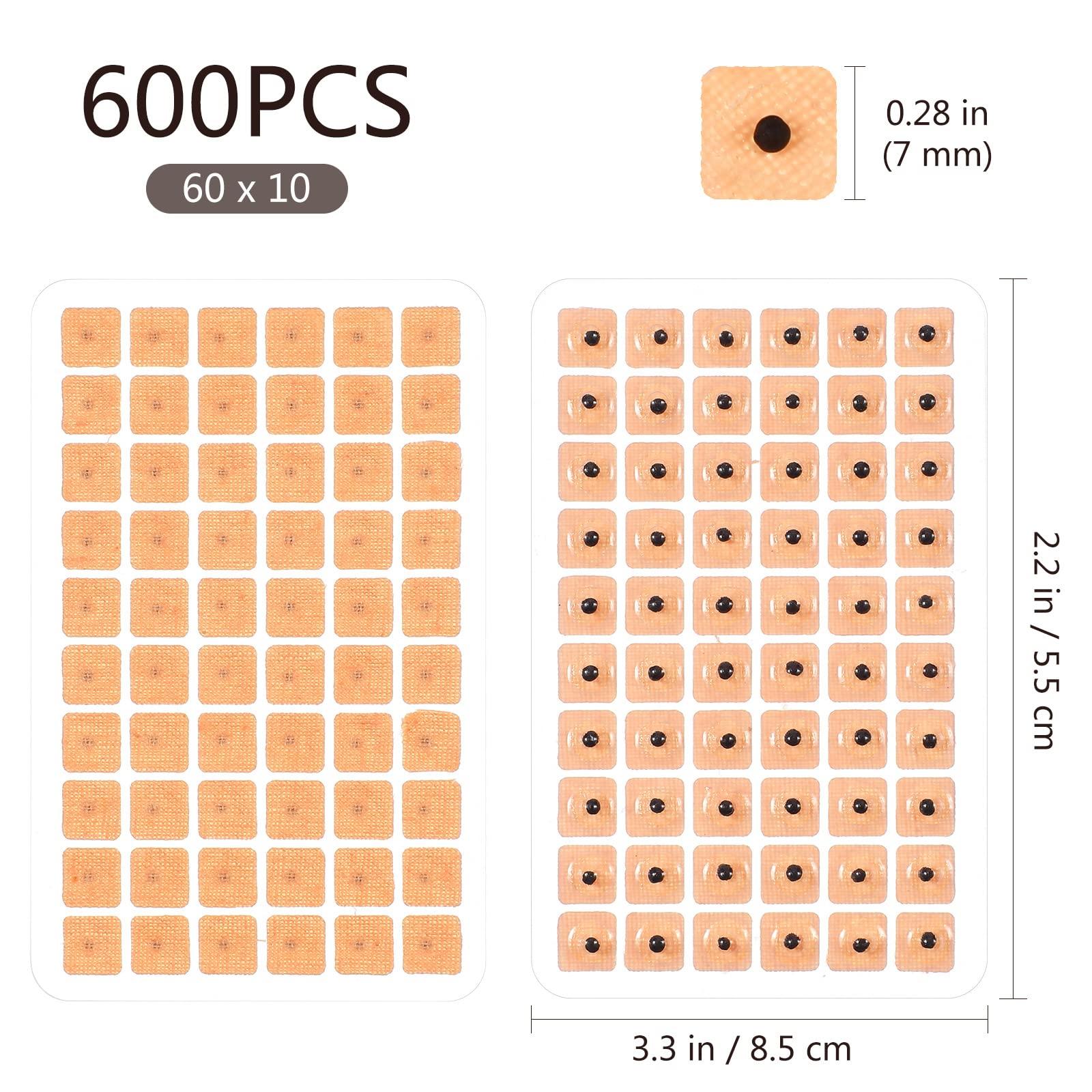 rosenice ROSENICE 600 Counts Acupuncture Vaccaria Ear Seeds Disposable Ear Press Seeds Multi-Condition Ear Seed Acupressure Kit (10 Sheets)