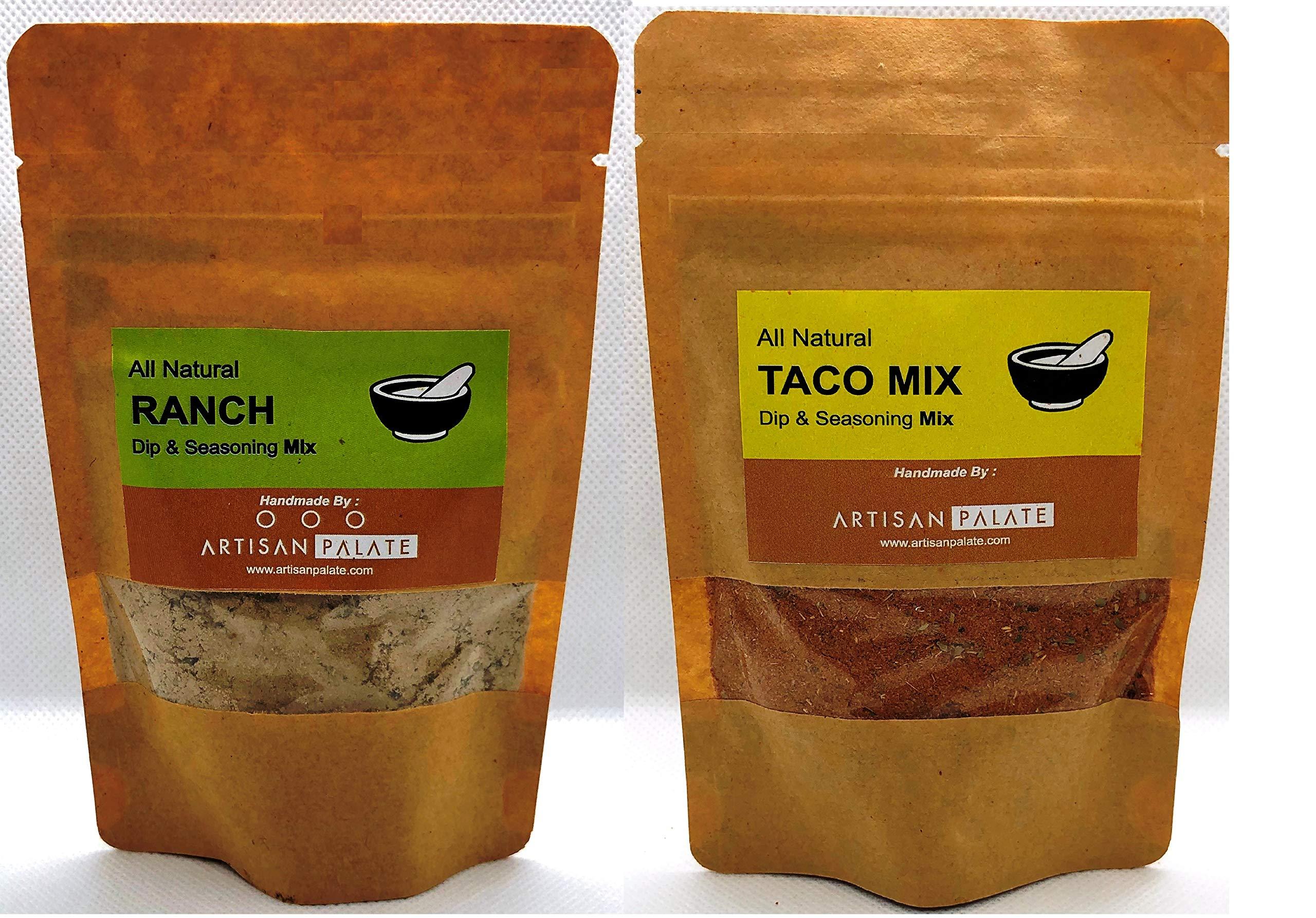 Artisan Palate Artisan Palate - All Natural Ranch & Taco Mix Combo Pack of 55 Grams Each