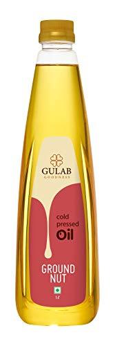 GULAB Gulab Cold Pressed Groundnut Oil - 1 Litre | Peanut Oil | Sing Tel | Kolhu / Kachhi Ghani / Chekku / Wood Pressed | Natural Oil | Chemical Free