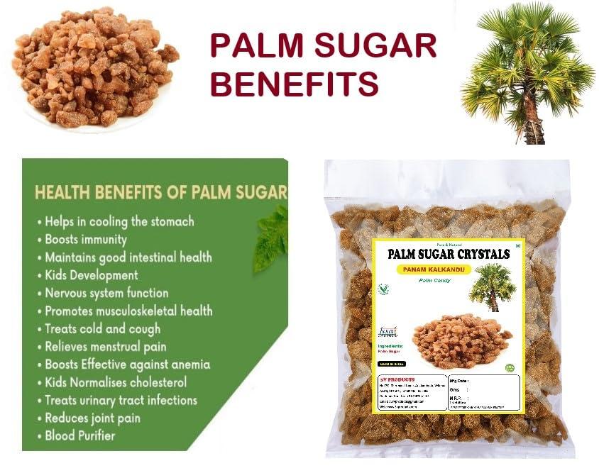 3V PRODUCTS 3V PRODUCTS Natural Palm Sugar Crystals 100g | Palm Candy | Panam kalkandu | Tal Mishri | 100% Natural Healthy Replacement for Sugar | Unprocessed Sweetener | Gluten Free, Non-GMO | Chemical Free