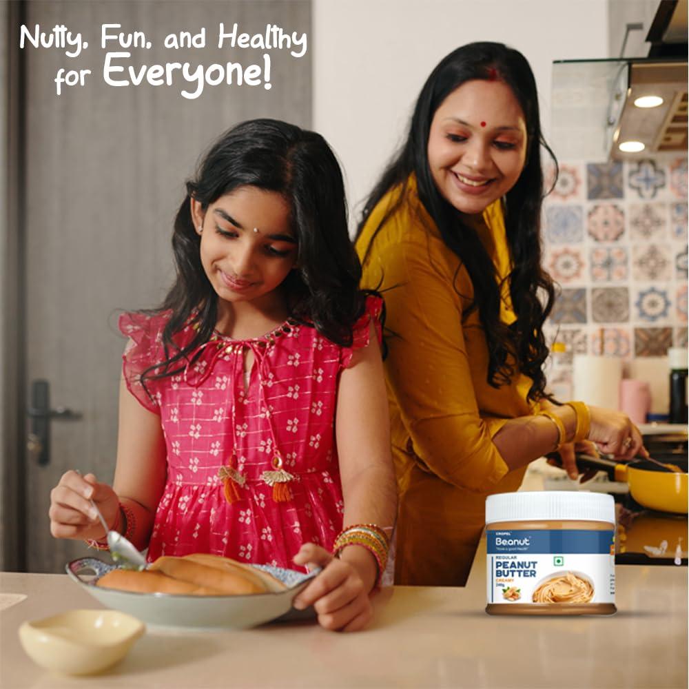 Beanut Beanut Peanut Butter Creamy From Real Roasted Pressed Protein, Non GMO, Gluten Free, Free Gym, Cholesterol & Vegan, Exercise Gym Daily Energetic - (240g, Pack of 1)