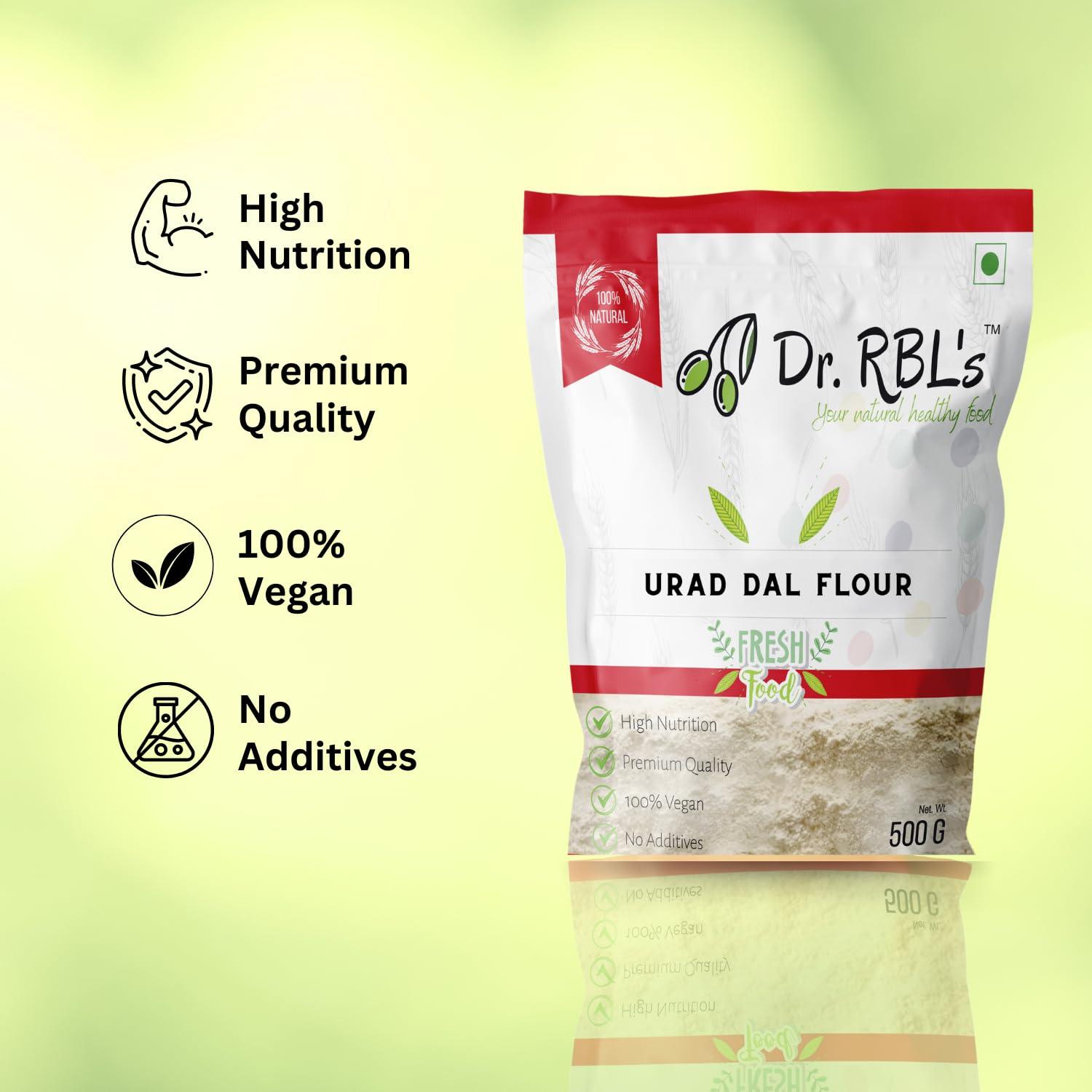 Dr. RBL's Dr. RBL's 100% Fresh and Natural Urad Dal Flour | Urad Dal Atta/Black Gram Flour| Nutritious and Healthy for Cooking and Baking | Pack of 4, 500g each