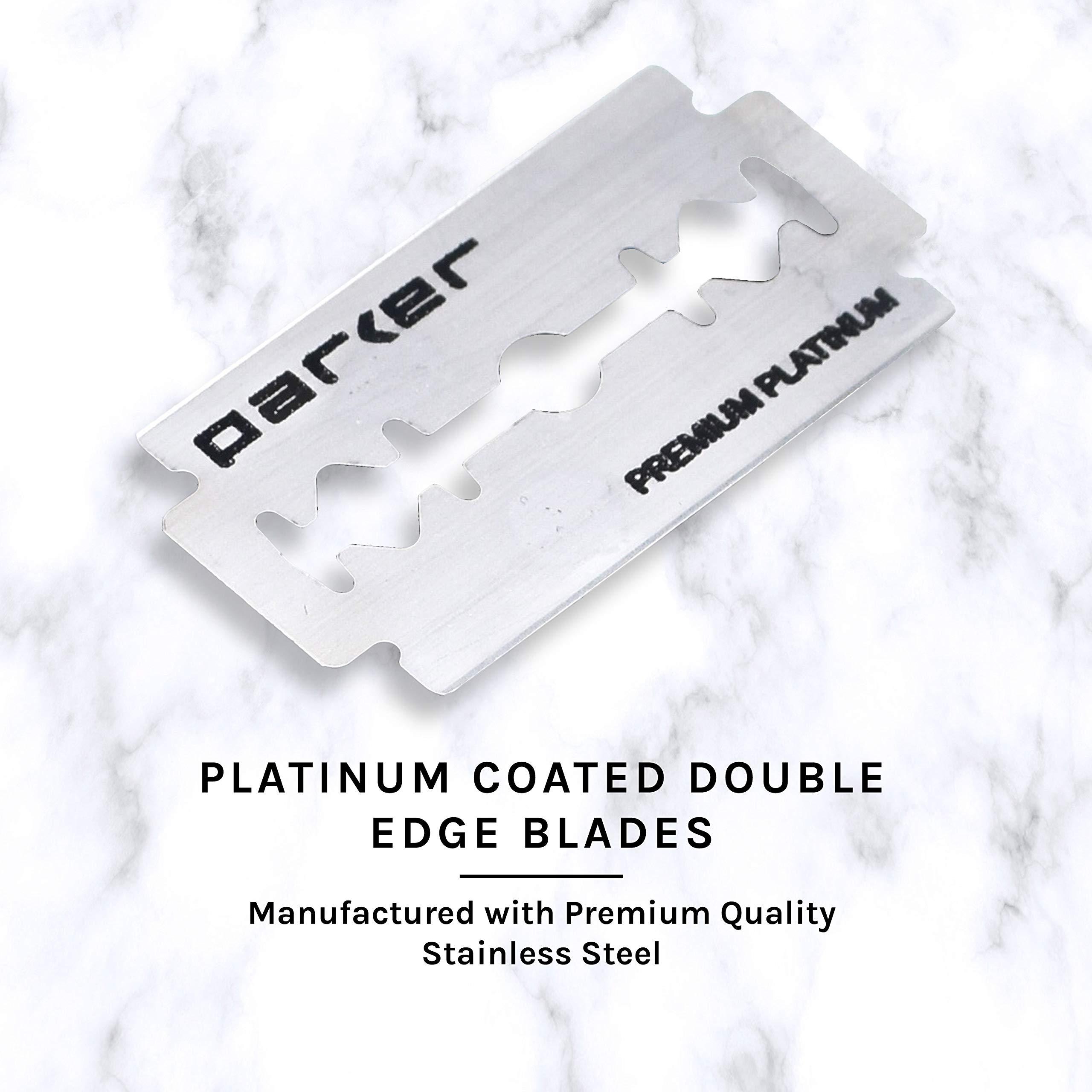 Parker Safety Razor PARKER Safety Razor - (96R) Long Handled Butterfly Open Safety Razor Includes with 5 Parker Premium Platinum Double Edge Razor Blades