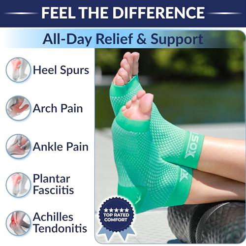 SB SOX SB SOX Compression Foot Sleeves for Men & Women - BEST Plantar Fasciitis Socks for Plantar Fasciitis Pain Relief, Heel Pain, and Treatment for Everyday Use with Arch Support (Blue, Large)