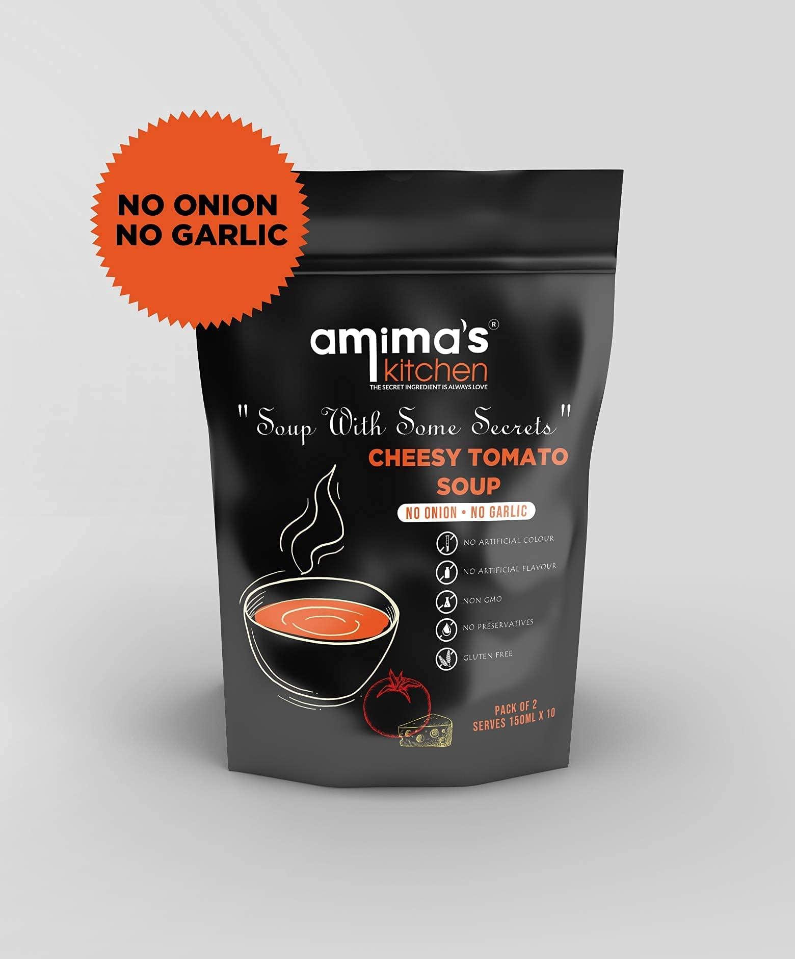 amima's kitchen Amima's Kitchen Cheesy Tomato Jain Soup (No Onion No Garlic) - 100 Grams [Serves 10] | Instant Soup Mix Powder | Ready To Cook | No Artificial Flavour & Colour | Gluten Free | Non GMO | Healthy Soup