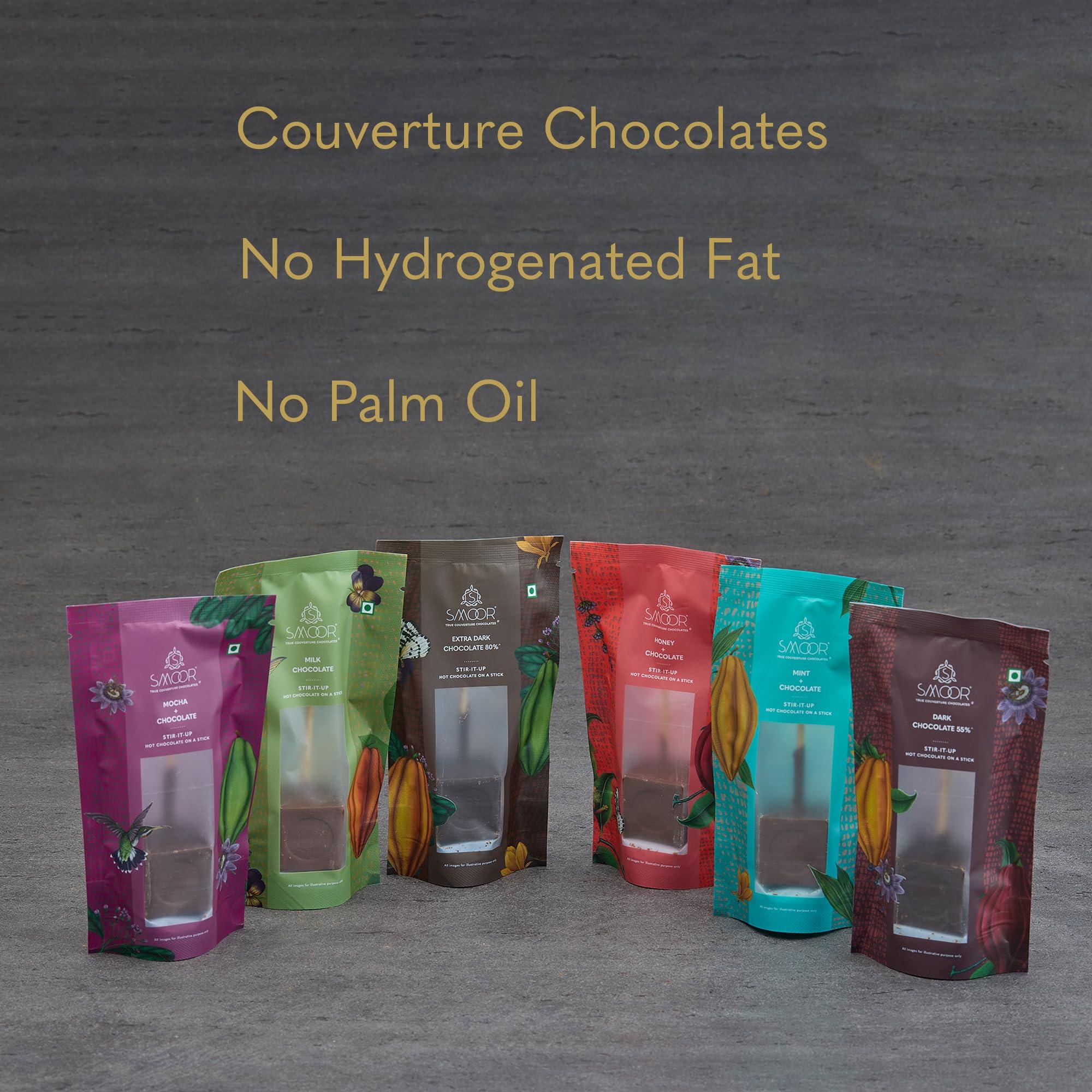 SMOOR SMOOR Stir-it-Up Mint Hot Chocolate Cubes | DIY dissolvable hot chocolate on a stick | 1 cube makes 1 cup hot chocolate |Perfect For Snacking & Gifting | 90gm (Pack of 3) (Mint)