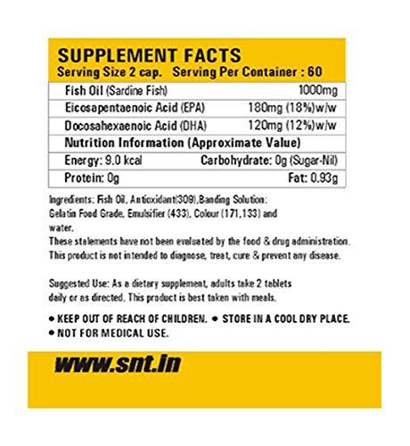 SNT SNT Fish Oil Omega 3 Capsules Seven Seas Cod Liver Oil Capsules (180mg EPA & 120mg DHA) for brain, heart and eye health, 60 softgels