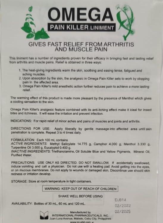 Unarv OMEGA Pain Killer Balm Relief Liniment Oil for Arthritis and Muscle Pain -120ml