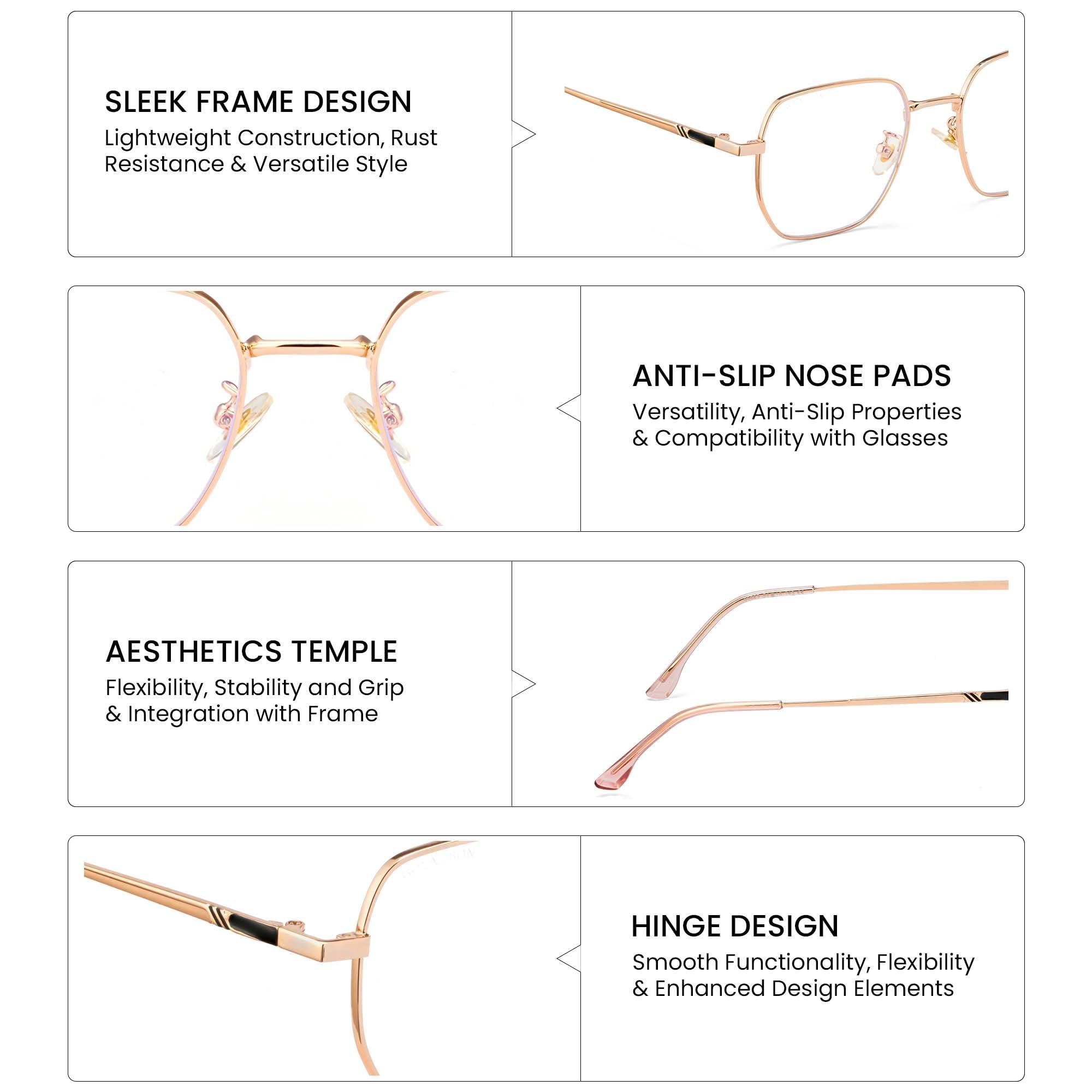 ROYAL SON ROYAL SON Unisex\'s C5 Blue Block Lens | Golden Frame Reading Glasses-M (SF0016-C5)