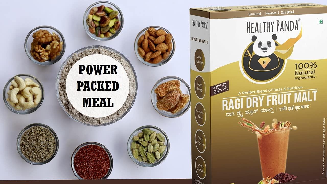 HEALTHY PANDA HEALTHY PANDA Organic Sprouted Ragi Dry Fruit Malt / Sprouted Ragi Health Mix(Health Mix) (Ragi Drink) (Sprouted Millet Mix)- 300 g (100 g x 3)