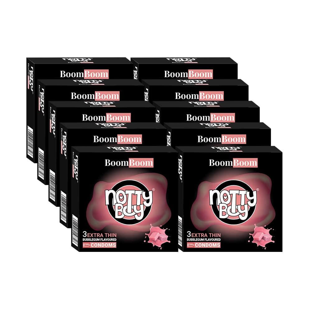 NOTTY BOY NOTTY BOY Ultra Thin Bubblegum Condom For Men | Flavoured For Oral Joy, Smells Good, Natural, Lubricated - 30 Units (Pack of 10)