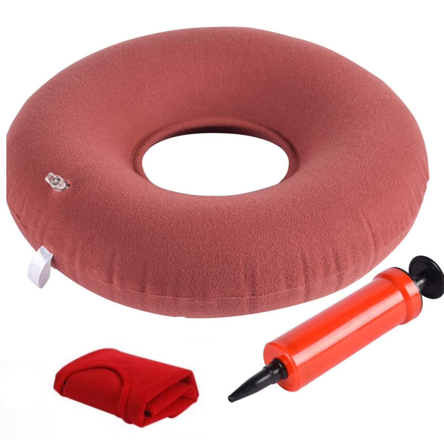 METRON Metron Inflatable Donut Seat Cushion for Haemorrhoids Piles Fistula Postpartum Post Surgery |15 inch Diameter Ring Shape Air Donut Pillow for Tailbone Pain Relief | for Office Car Home