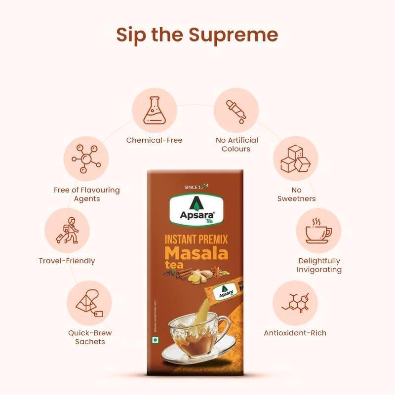APSARA APSARA Instant Tea Masala Premix Tea 10 Sachets|Masala Tea Powder|Masala Chai Instant Tea Premix Ready Mix Tea Sachets | Chai Masala | Masala Flavour Tea | Masala Tea Premix 10 Sachets(Pack of 1)