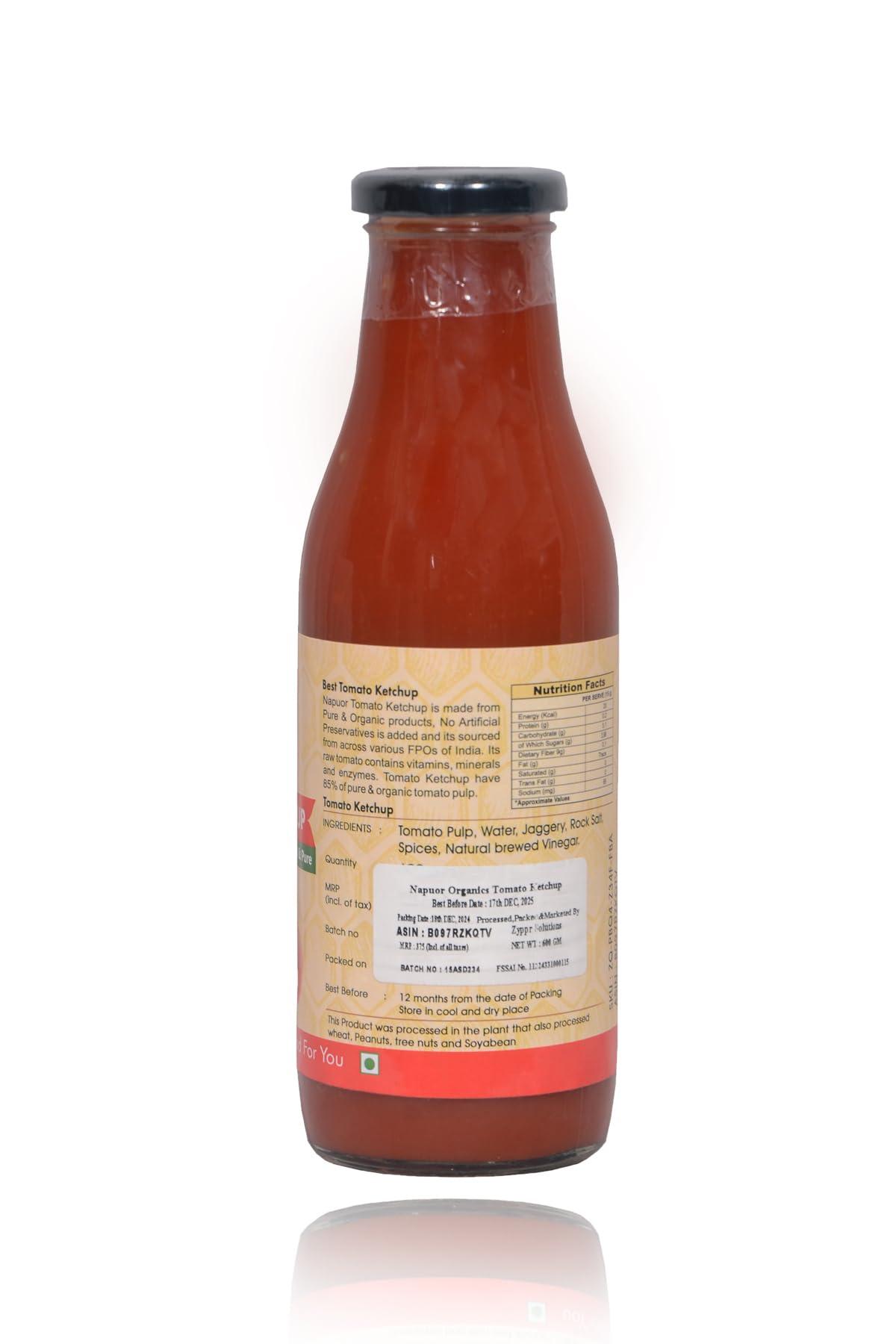 NAPUOR Napuor Organic Tomato Ketchup - Organically Grown,No Preservatives or Chemicals(600GM) Value Pack