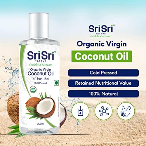 Sri Sri TATTVA shuddhta ka naam Sri Sri Tattva Organic Virgin Coconut Oil, 200ml - Cold Pressed, Natural, Pure Coconut Oil for Healthy Hair and Skin Care - Suitable for Cooking